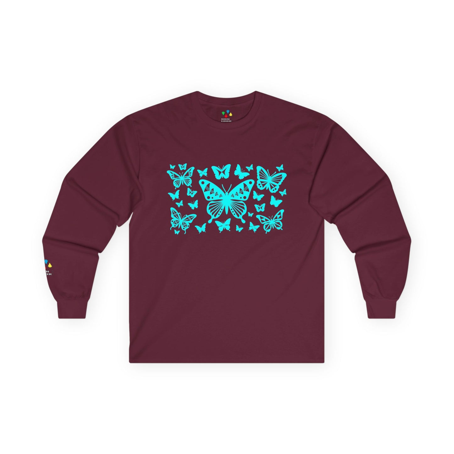 Butterfly Dance in Turquoise Unisex Long Sleeve Tee