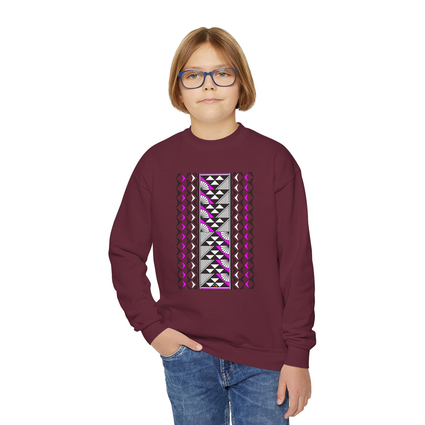 Rain and Sun in Pink Youth Crewneck Sweatshirt