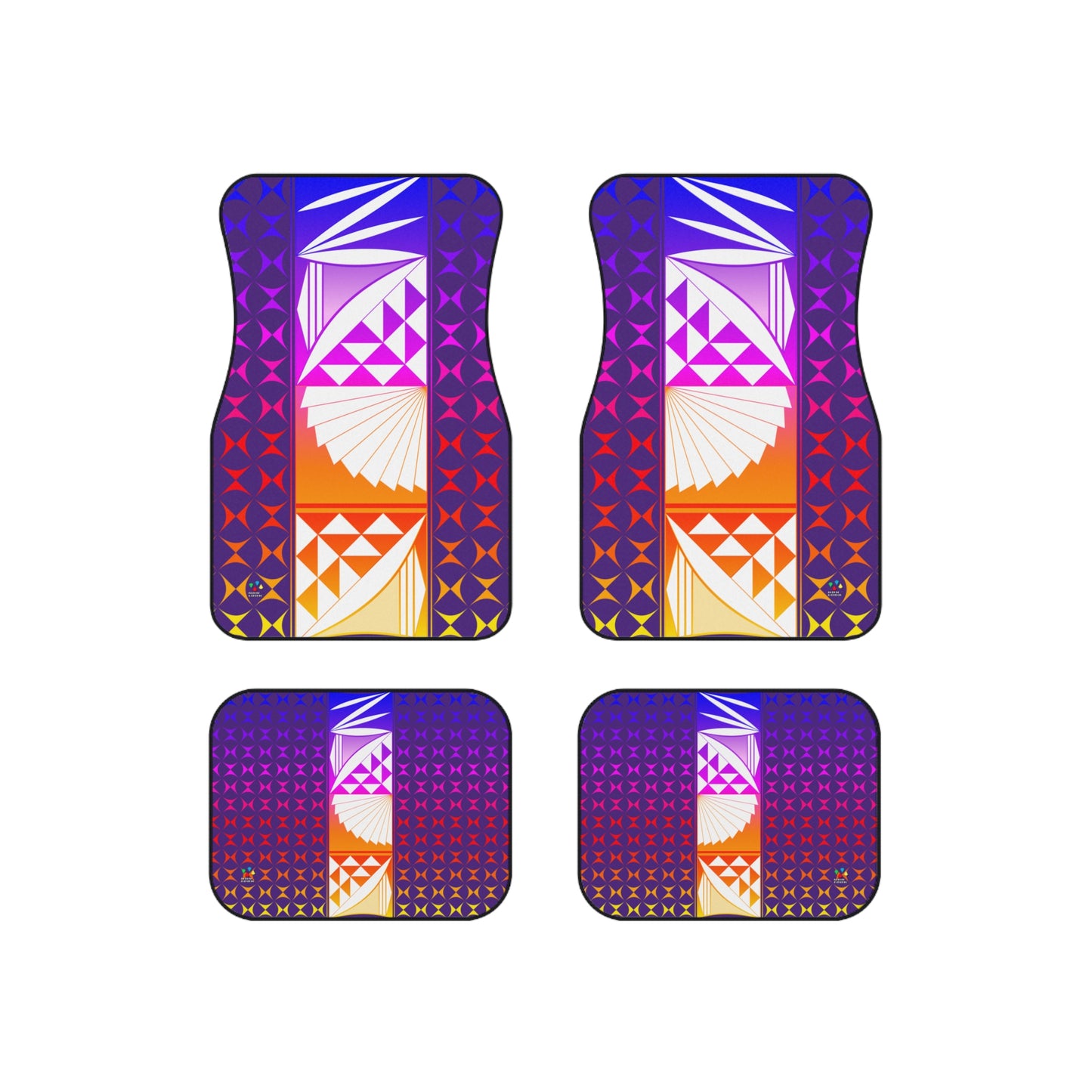 Rainbow Sunrise on Purple Car Mats (Set of 4)