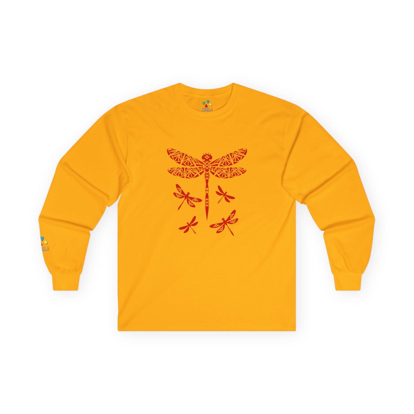 Native Dragonfly in Red Unisex Long Sleeve Tee