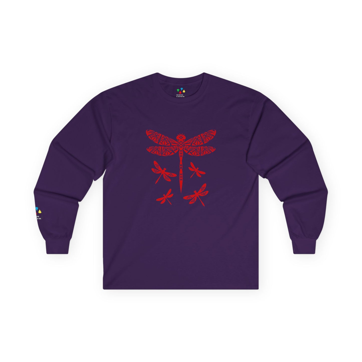 Native Dragonfly in Red Unisex Long Sleeve Tee