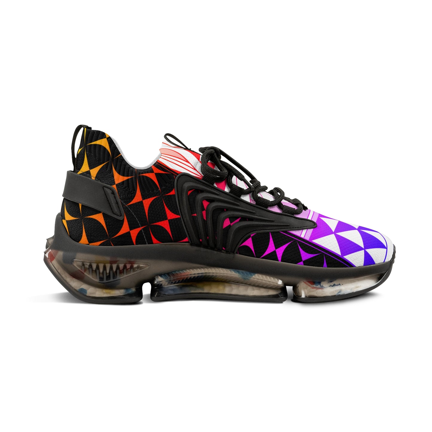 Rainbow Sunrise on Black Men's Mesh Sneakers