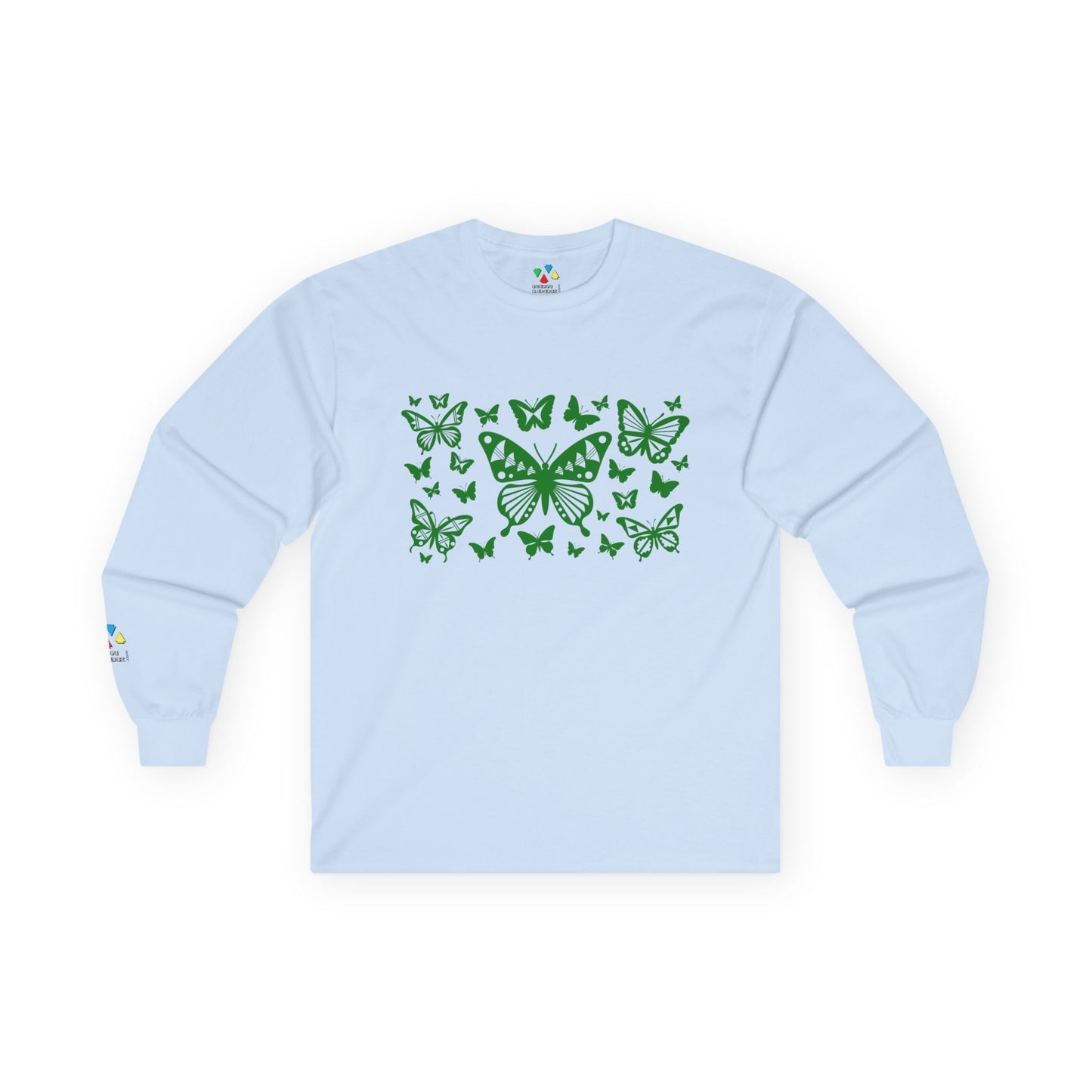 Butterfly Dance in Green Unisex Long Sleeve Tee