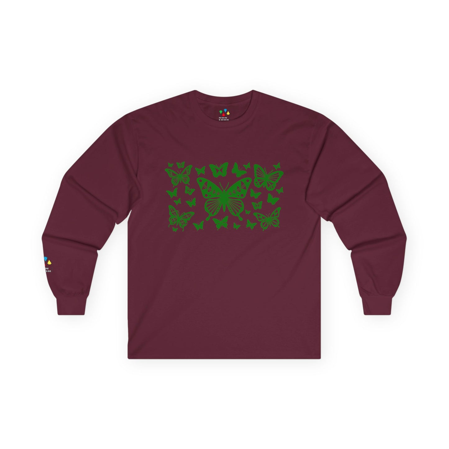 Butterfly Dance in Green Unisex Long Sleeve Tee