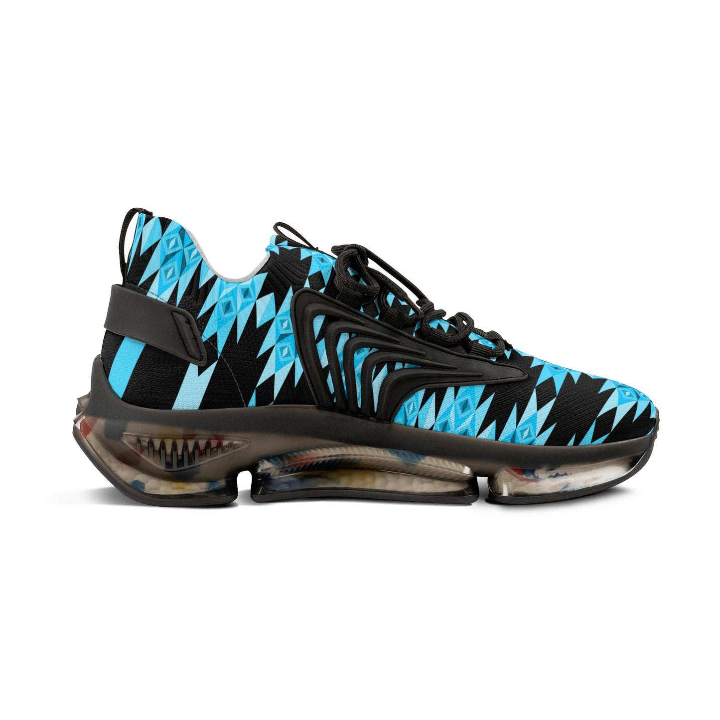 Turquoise Trail on Black Men's Mesh Sneakers