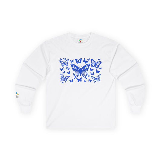 Butterfly Dance in Blue Unisex Long Sleeve Tee