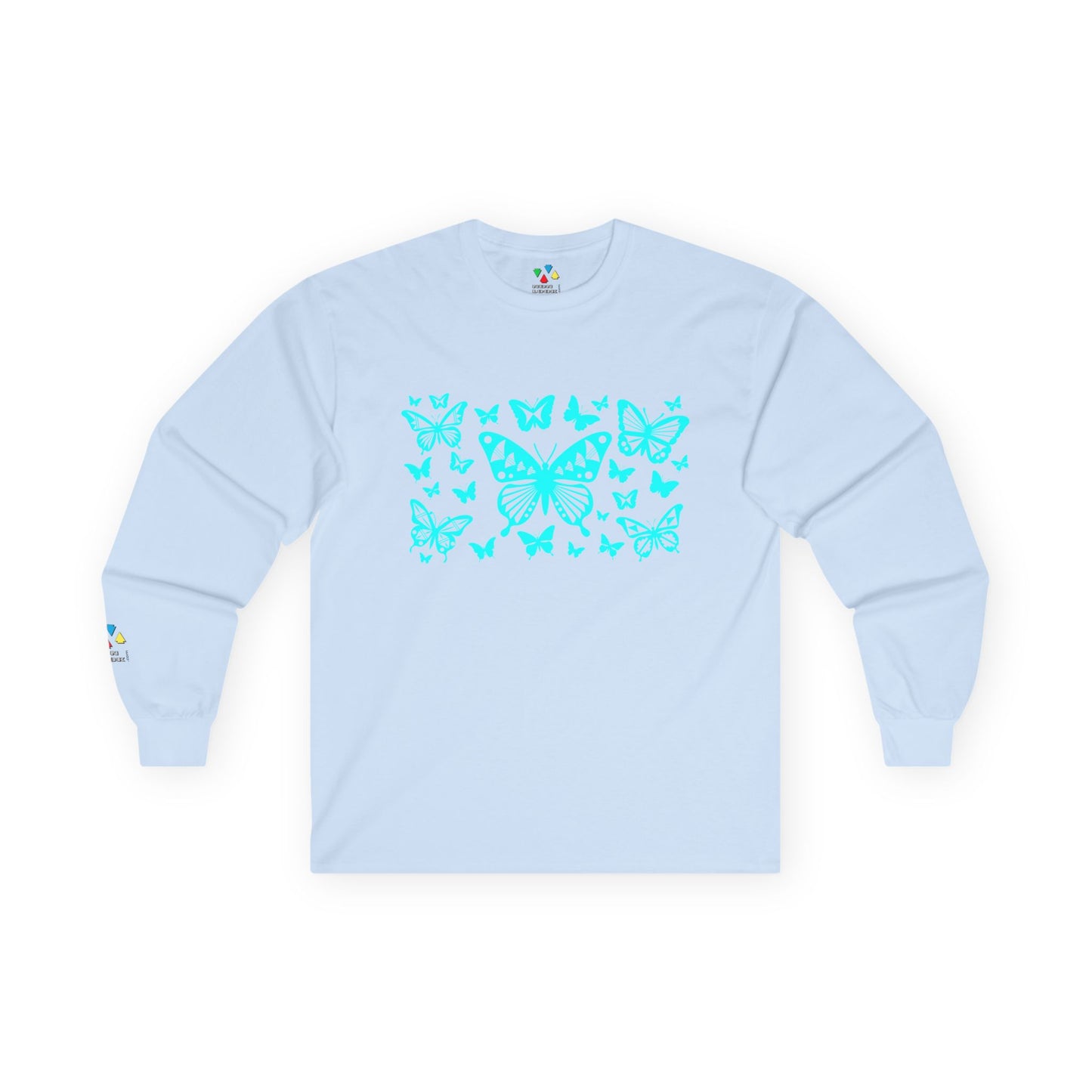 Butterfly Dance in Turquoise Unisex Long Sleeve Tee