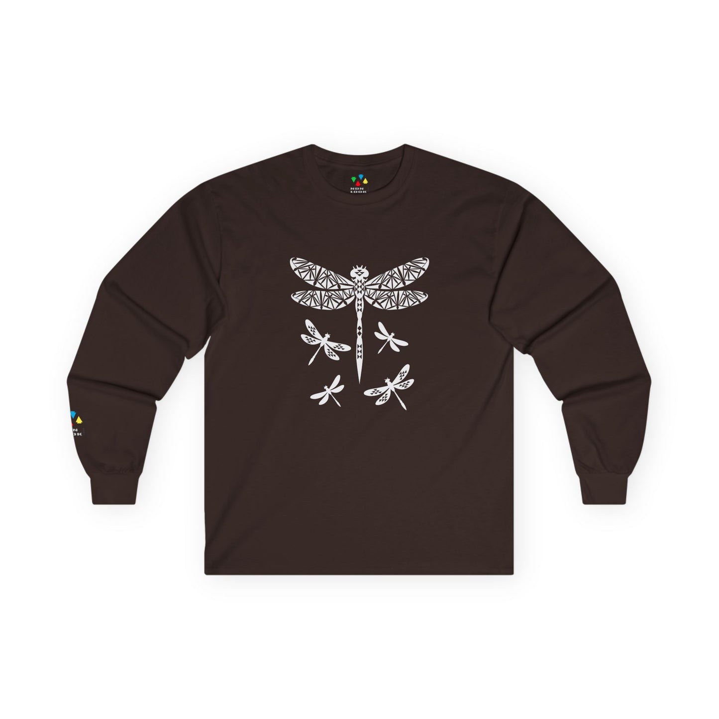 Native Dragonfly in White Unisex Long Sleeve Tee