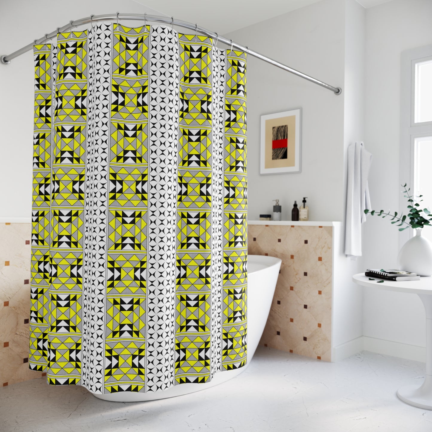 Southwest Mountains in Yellow Shower Curtains