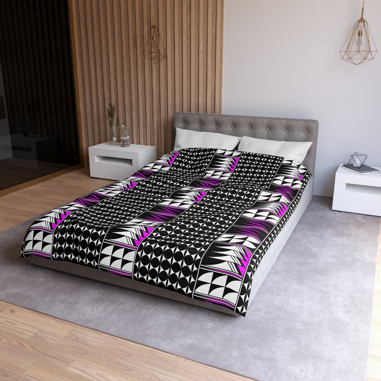 Blessed Feathers in Pink Microfiber Duvet Cover