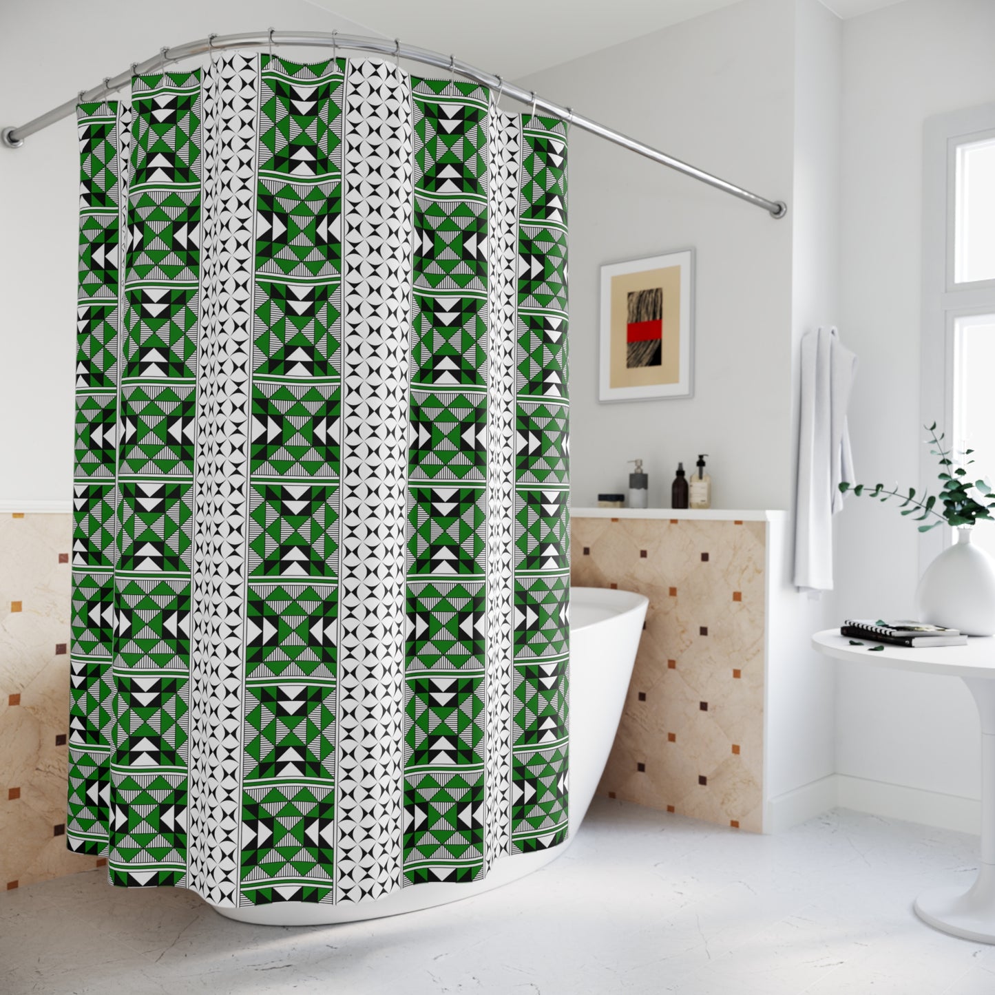 Southwest Mountains in Green Shower Curtains
