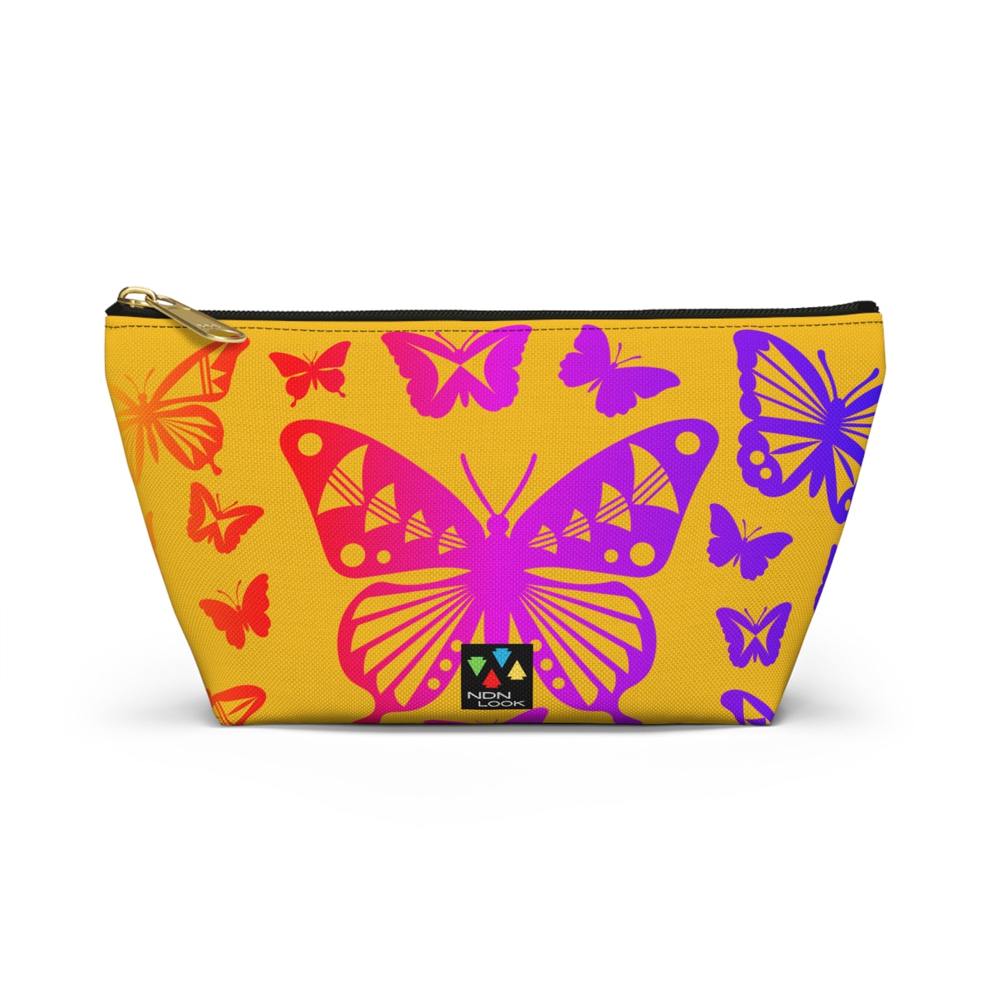Rainbow Butterflies on Yellow Pouch w T-bottom