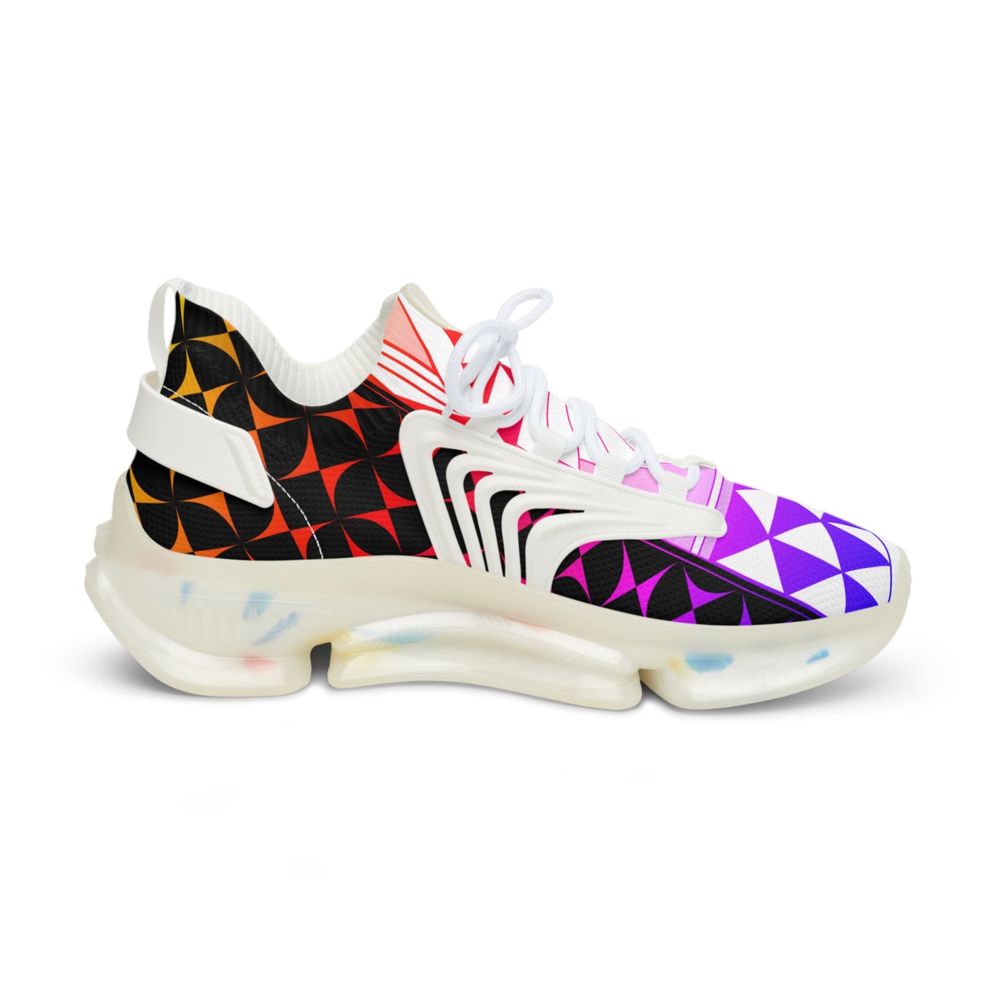 Rainbow Sunrise on Black Men's Mesh Sneakers