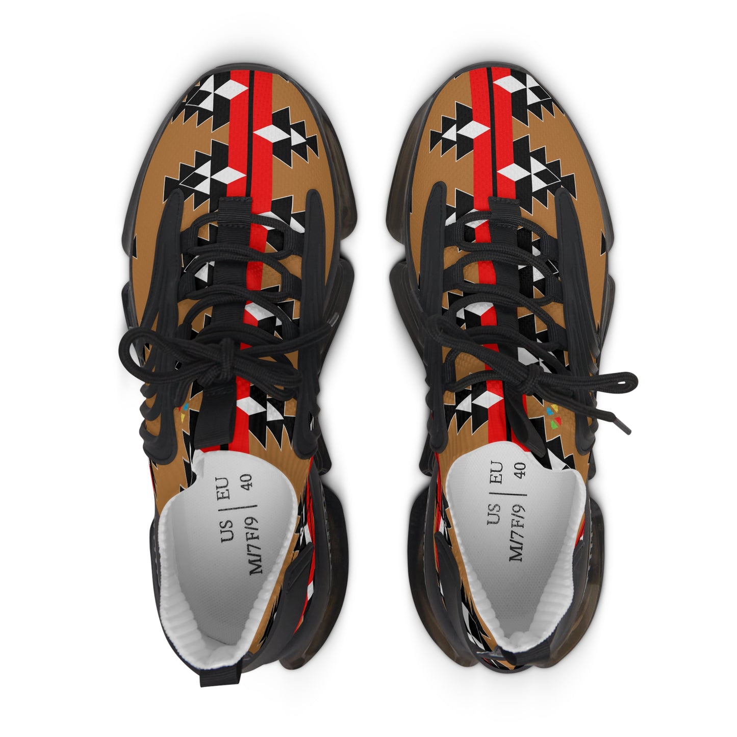Native Woven Stories on Tan Women's Mesh Sneakers