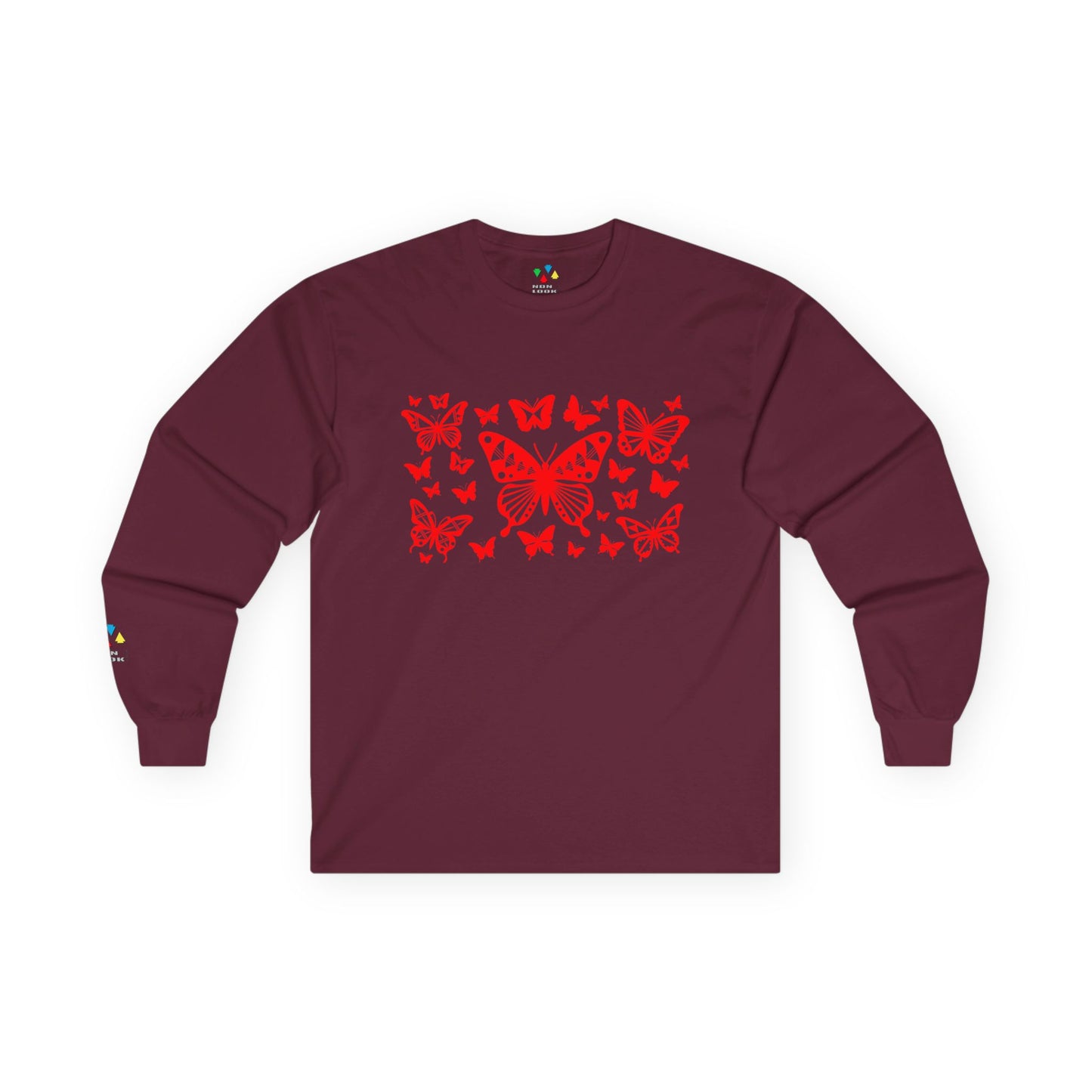 Butterfly Dance in Red Unisex Long Sleeve Tee