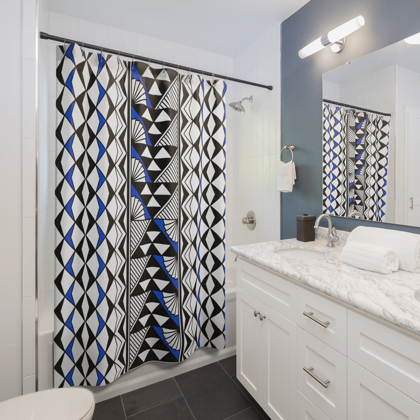 Blue Sun and Rain Shower Curtains