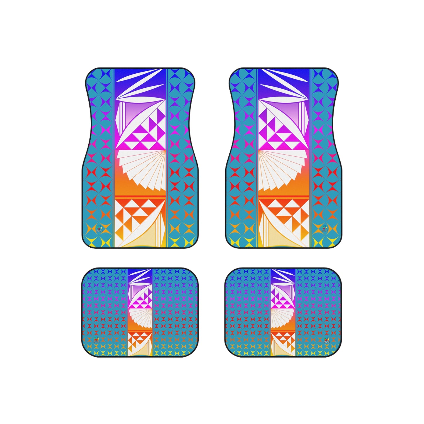 Rainbow Sunrise on Turquoise Car Mats (Set of 4)