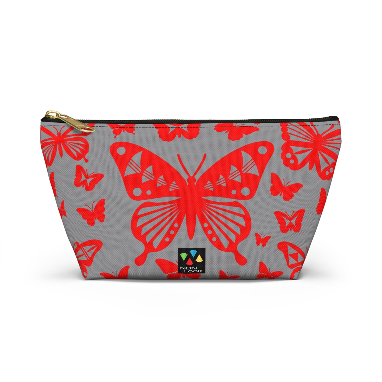 Red Butterflies on Gray Pouch w T-bottom