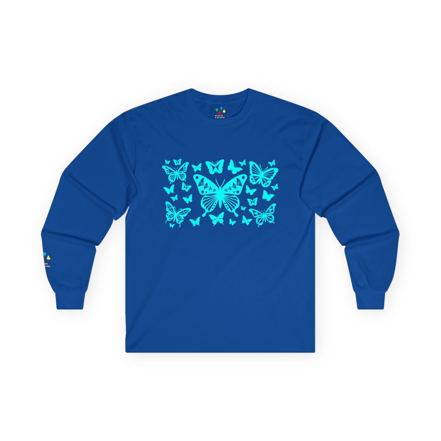 Butterfly Dance in Turquoise Unisex Long Sleeve Tee