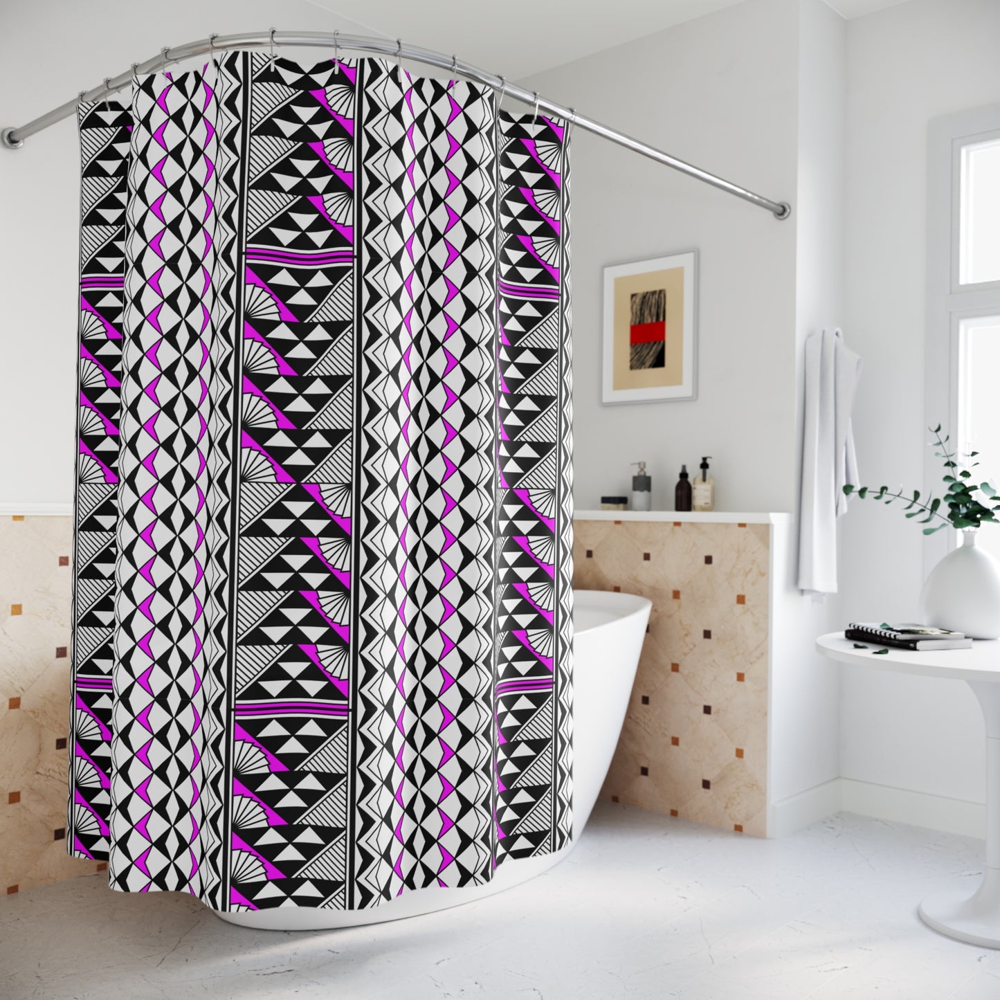 Southwest Rain and Sun in Pink Shower Curtains