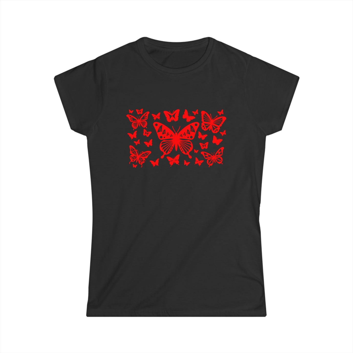 Red Butterfly Blast Women's Softstyle Tee