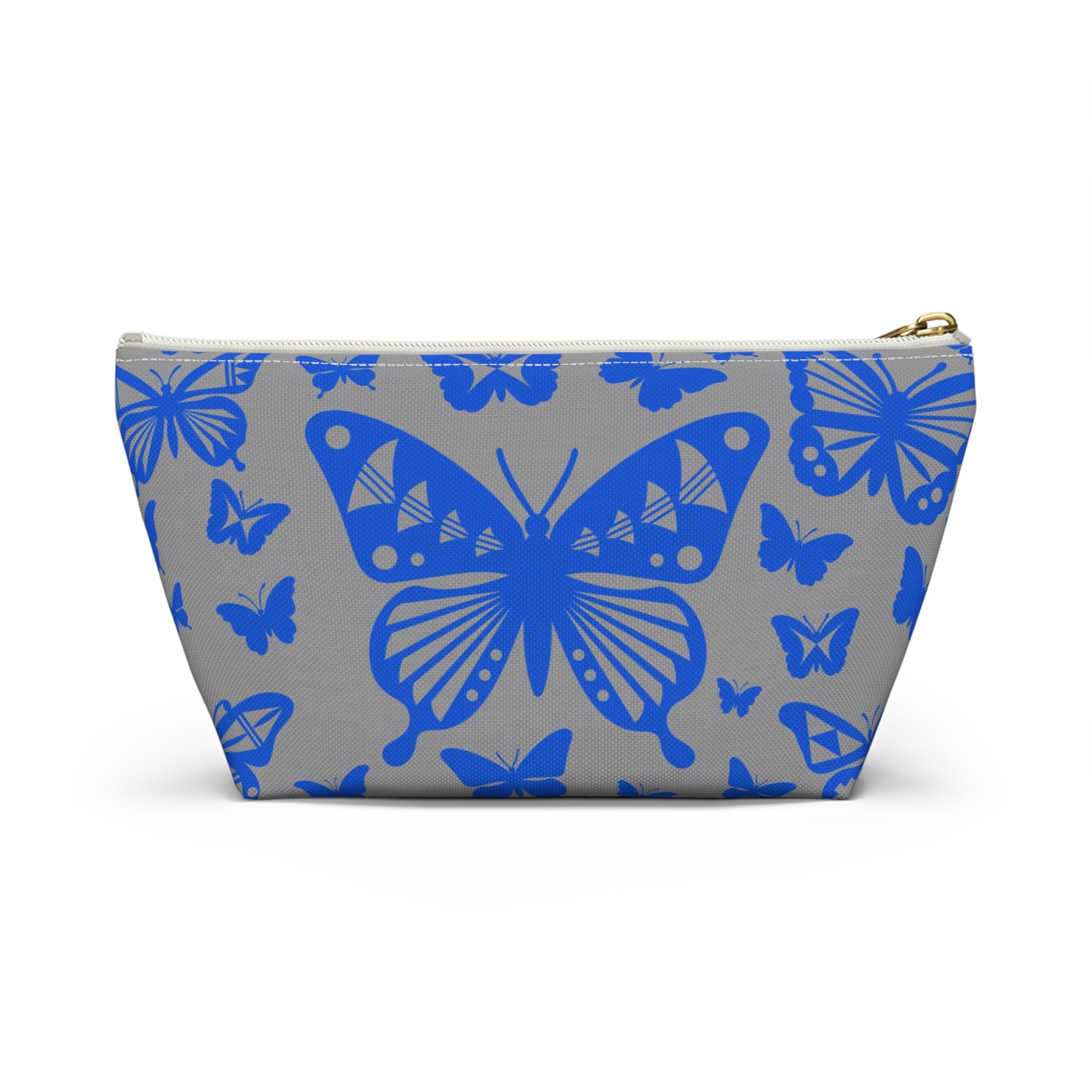 Blue Butterflies on Gray Pouch w T-bottom
