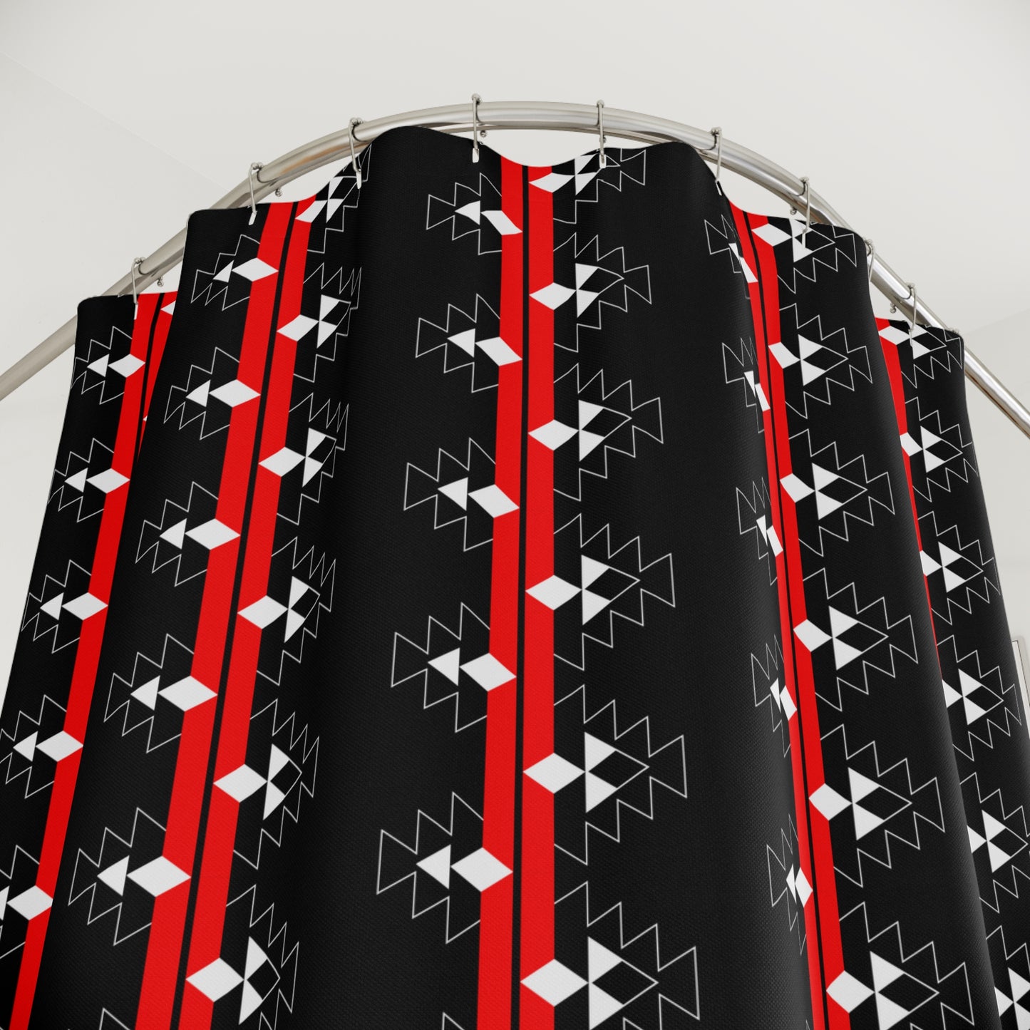 Red Native Woven Stories Shower Curtains