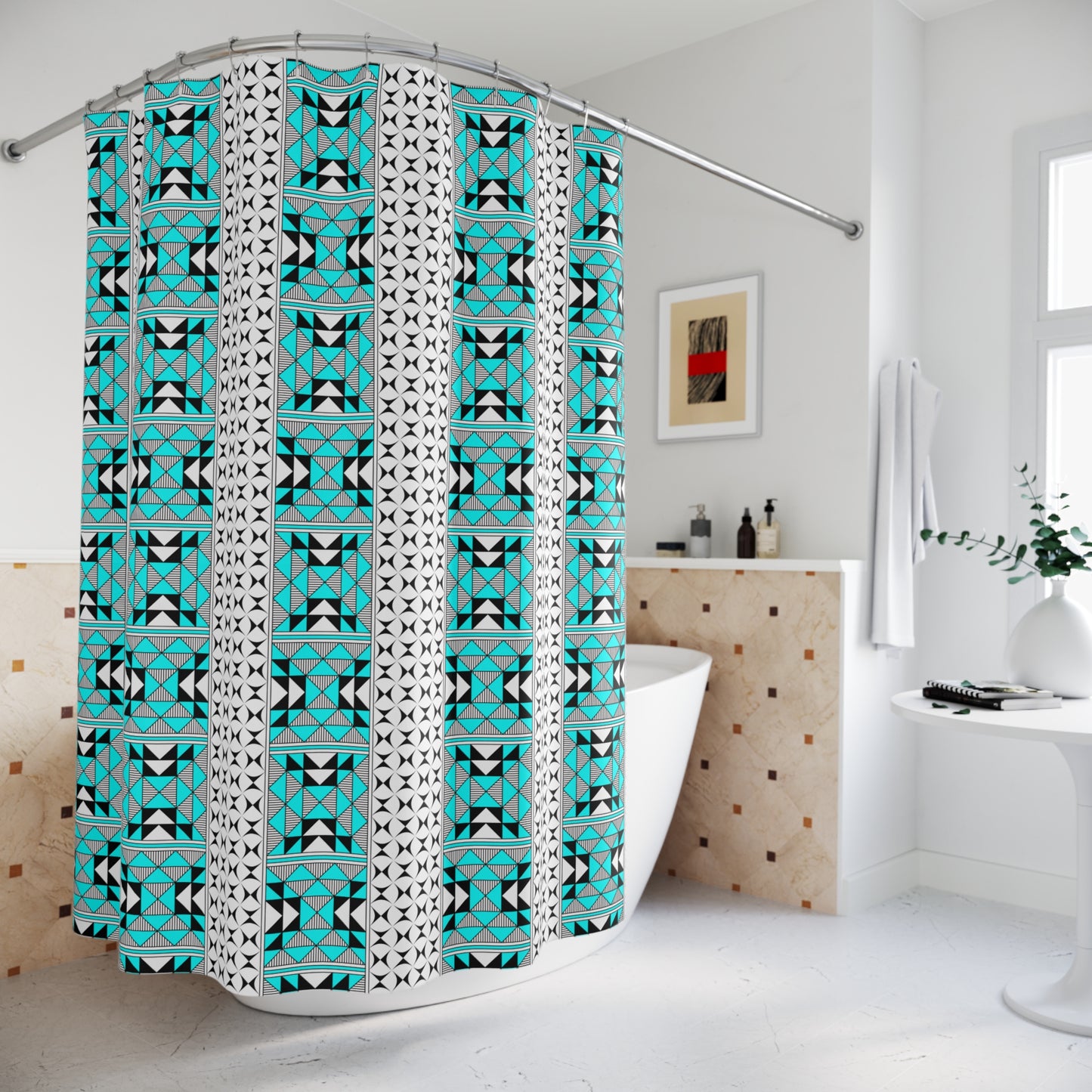 Southwest Mountains in Turquoise Shower Curtains