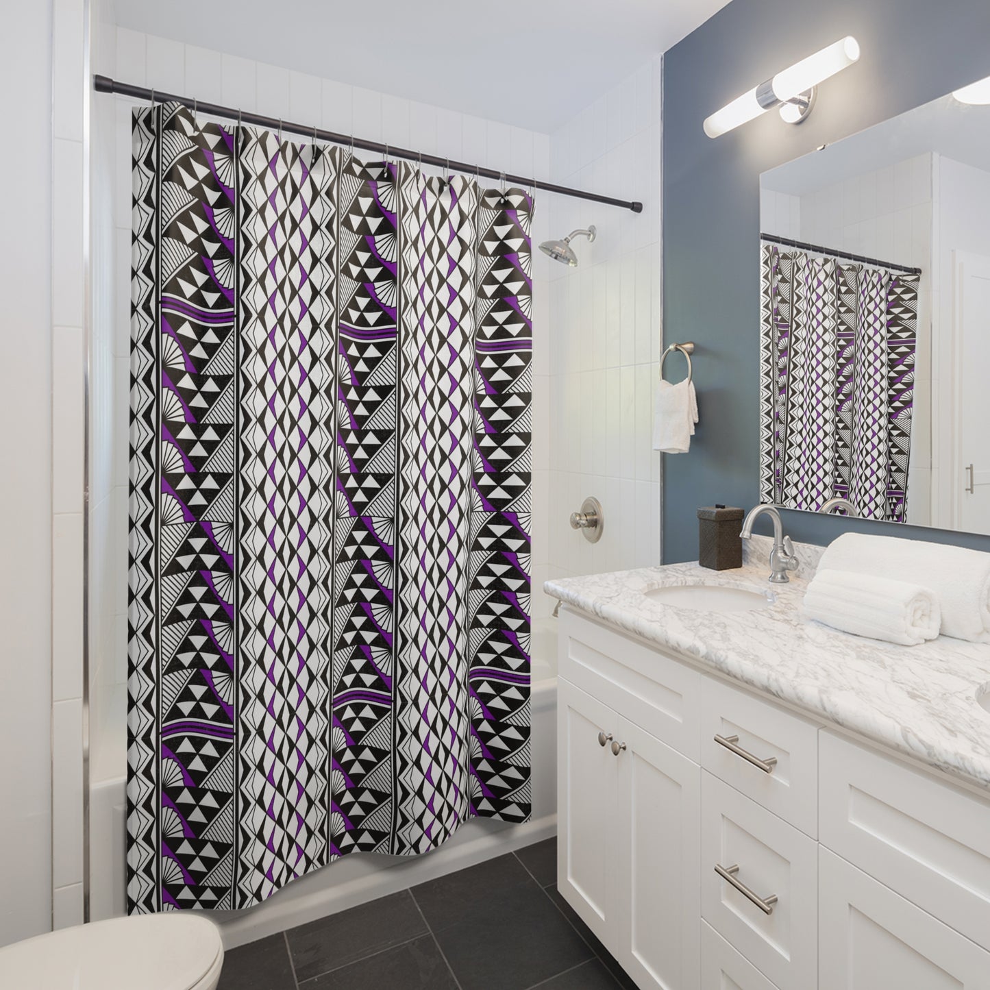 Southwest Rain and Sun in Purple Shower Curtains