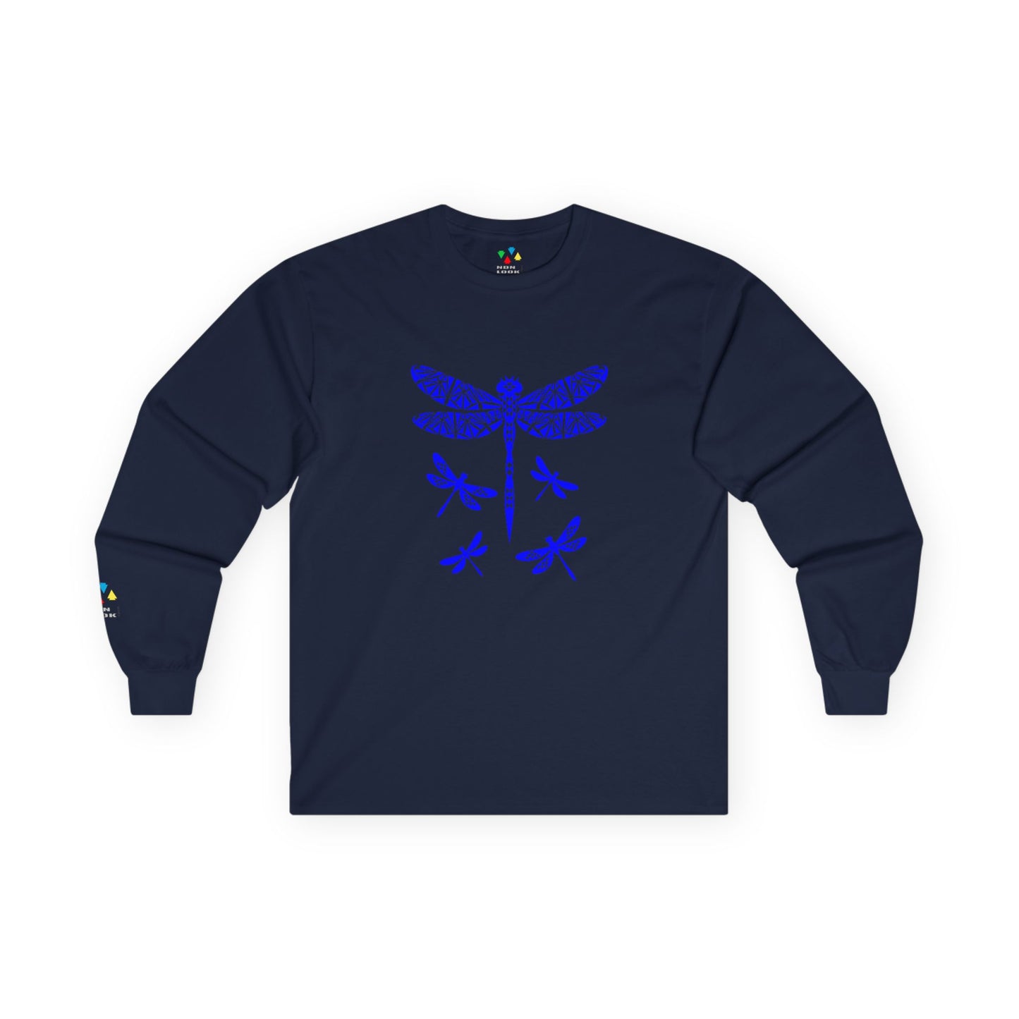Native Dragonfly in Blue Unisex Long Sleeve Tee