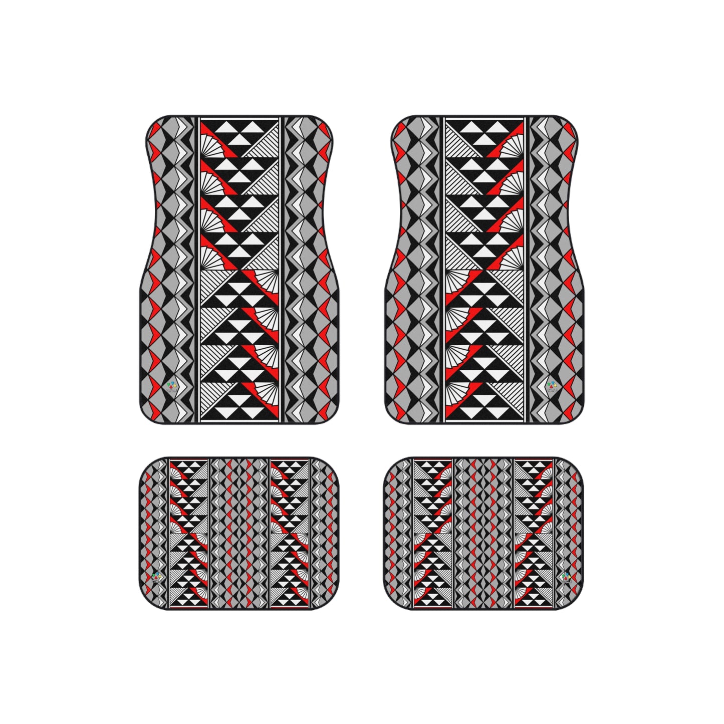 Sun and Rain in Red Car Mats (Set of 4)