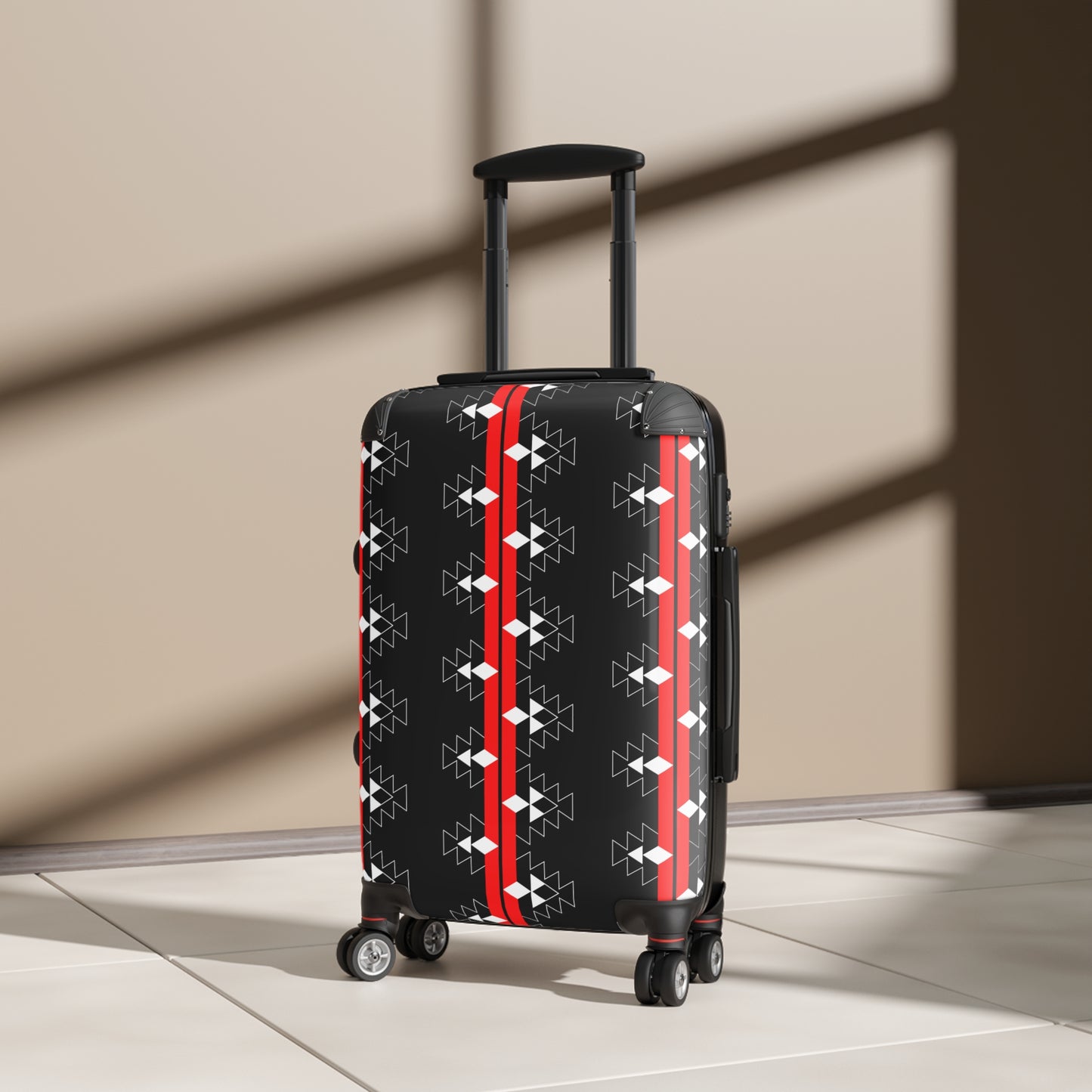Red Native Woven Stories Suitcases