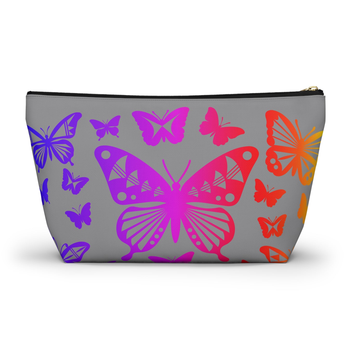Rainbow Butterflies on Gray Pouch w T-bottom
