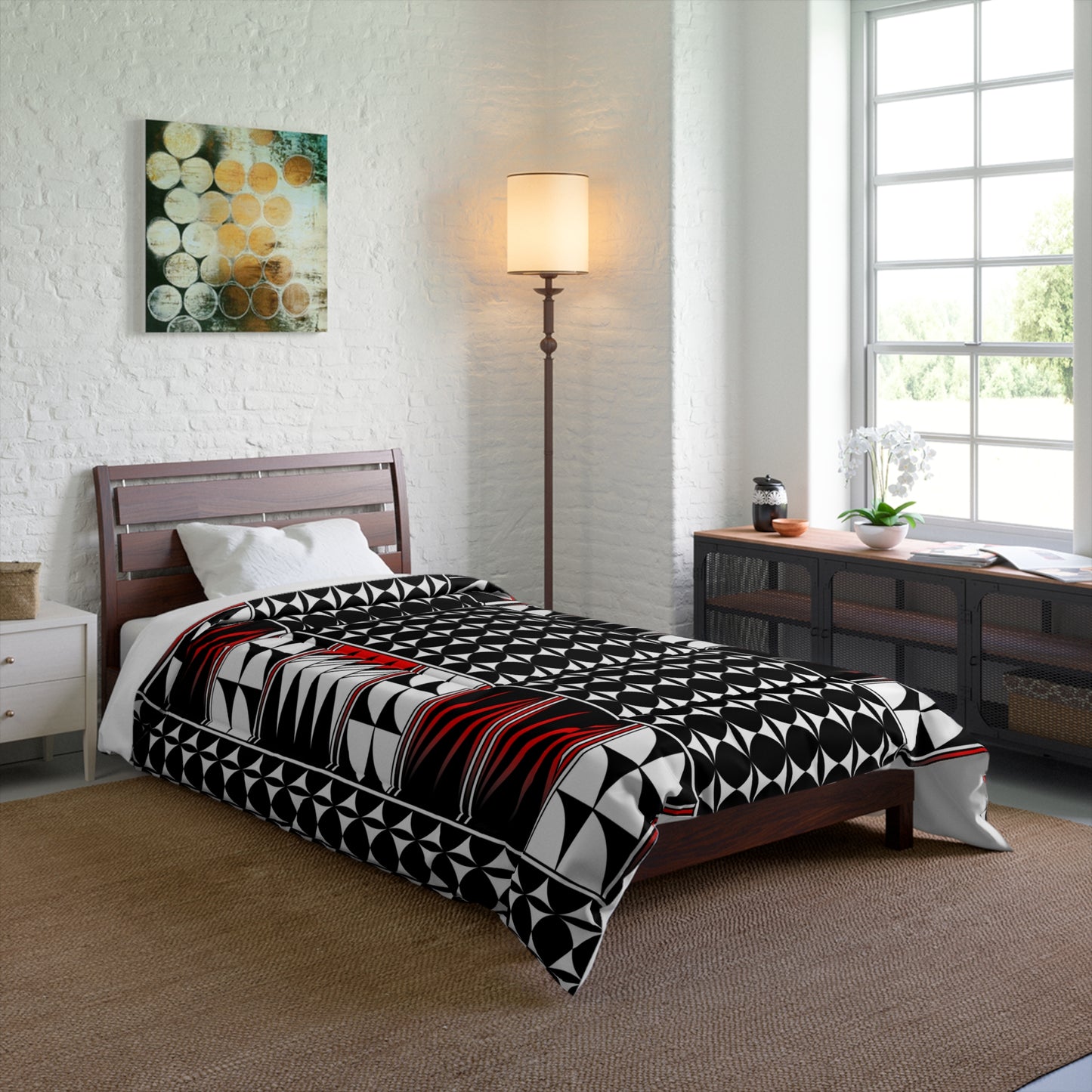 Southwest Feather Blessing in Red Comforter