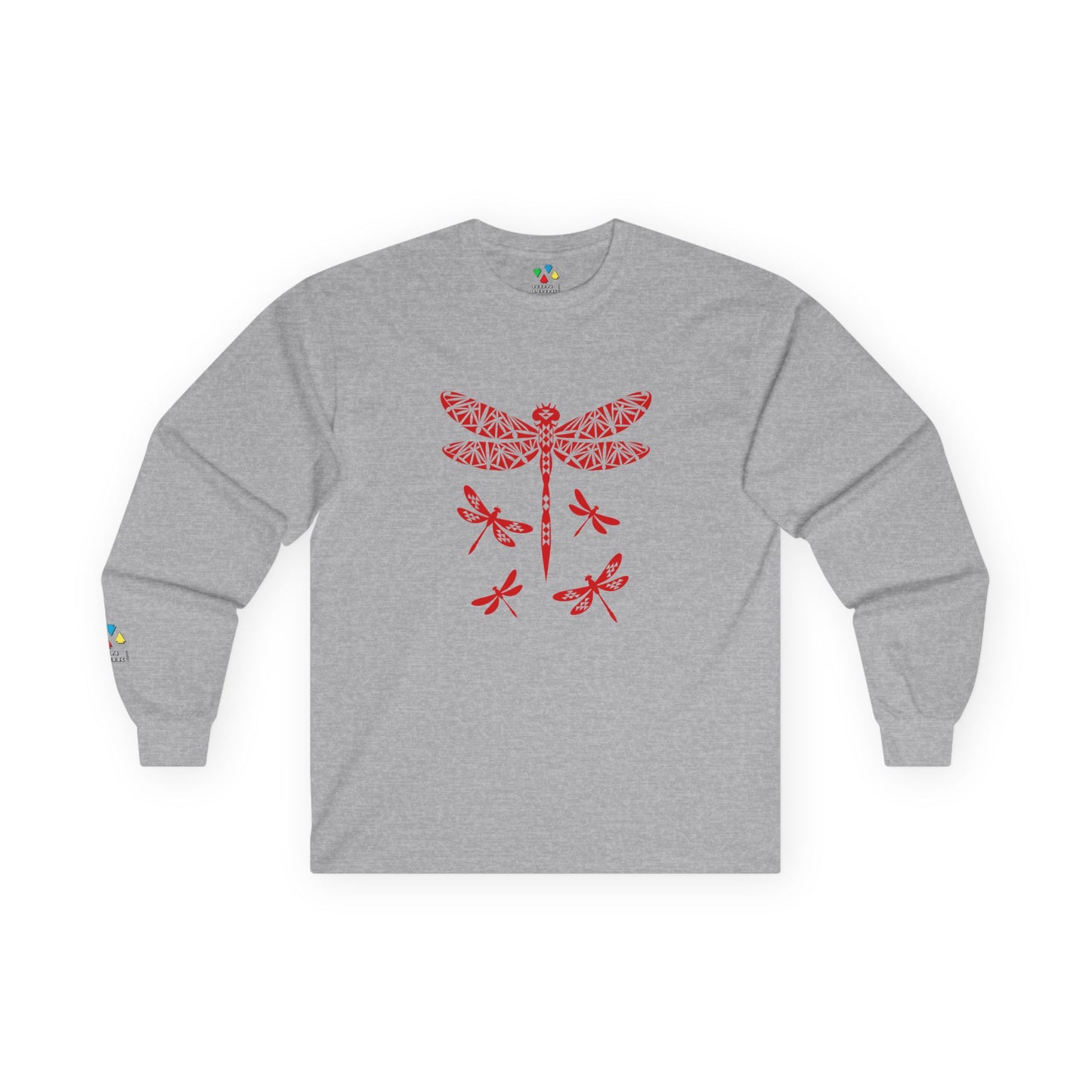 Native Dragonfly in Red Unisex Long Sleeve Tee