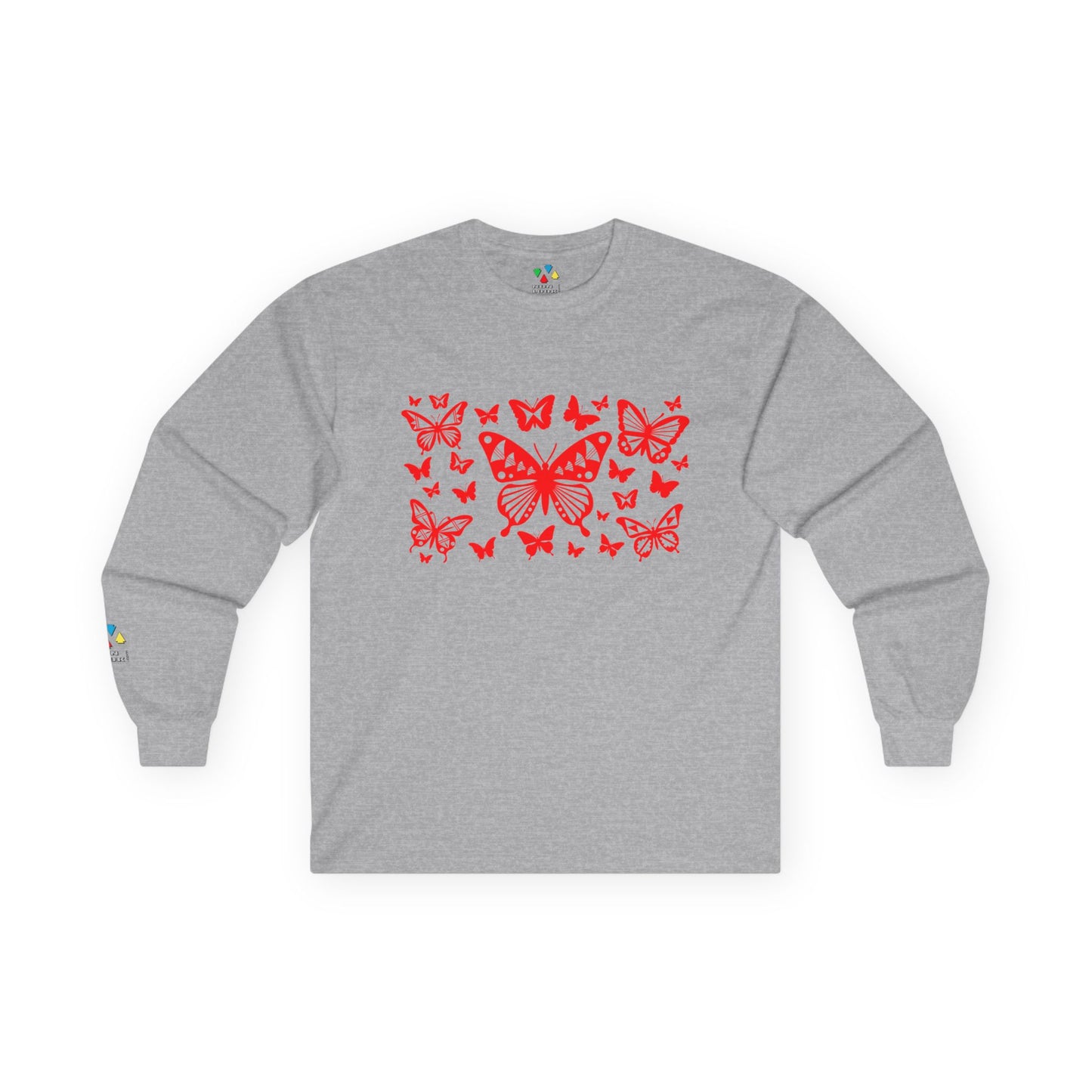 Butterfly Dance in Red Unisex Long Sleeve Tee