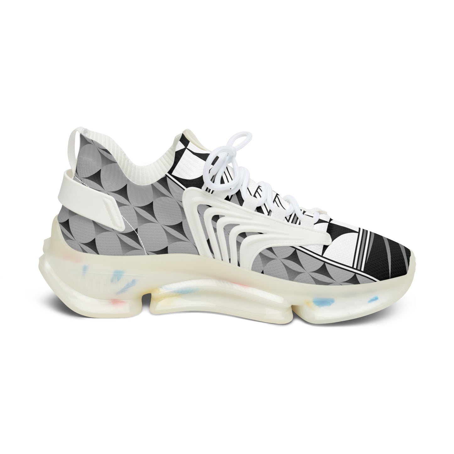 Feather Blessing on Gray Women's Mesh Sneakers