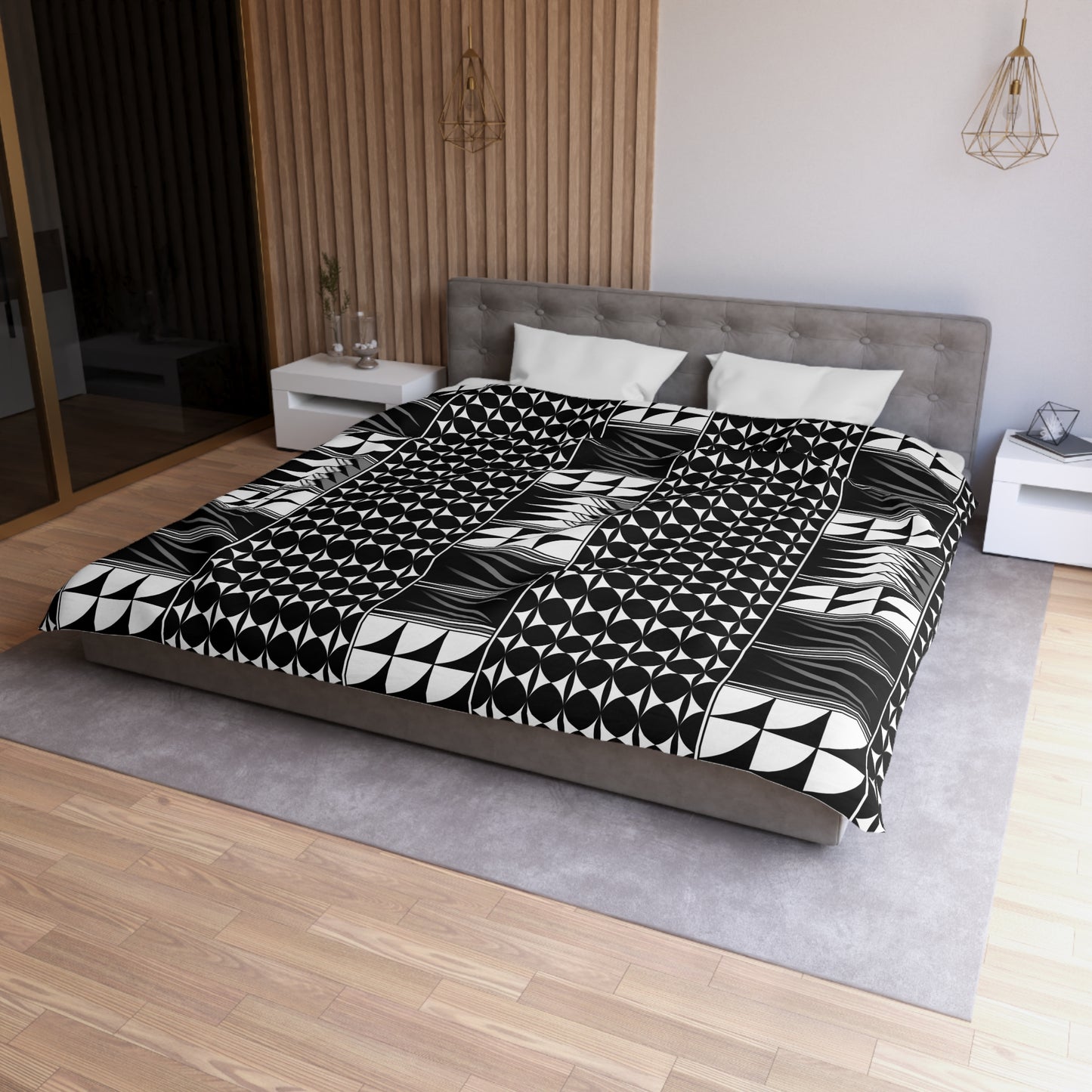 Blessed Feathers in Gray Microfiber Duvet Cover