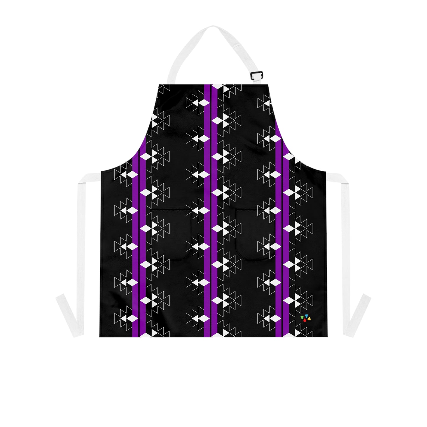 Purple on Black Native Woven Stories Two Pocket Apron