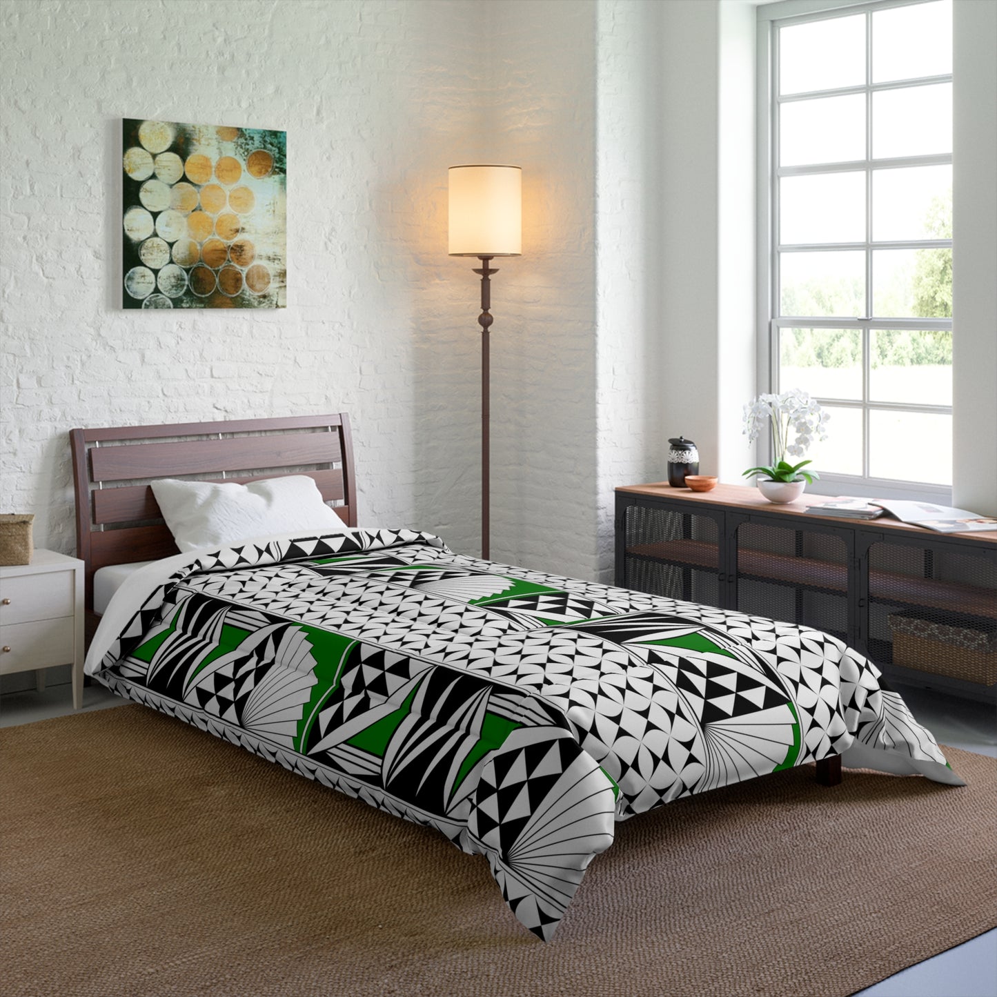 Southwest Sunrise in Green Comforter