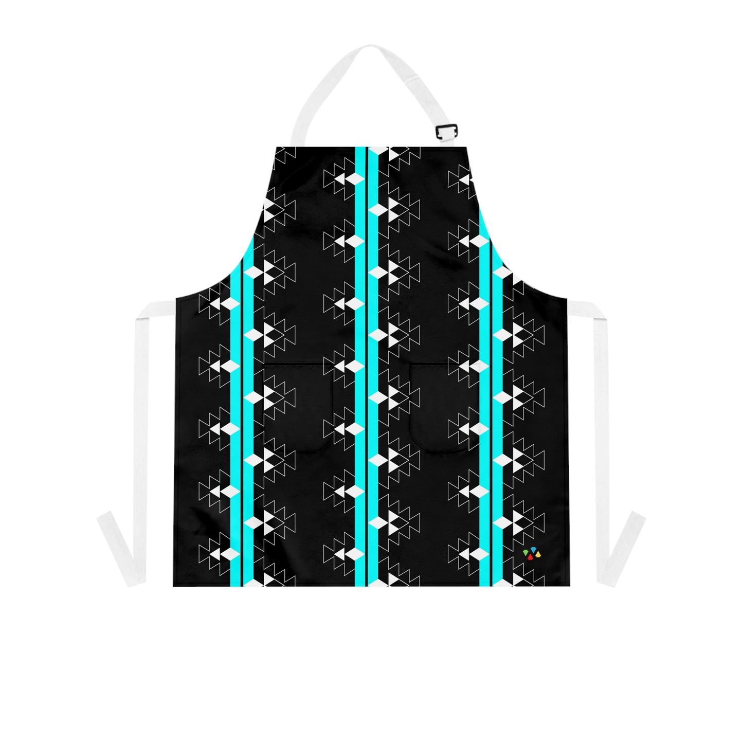 Turquoise on Black Native Woven Stories Two Pocket Apron