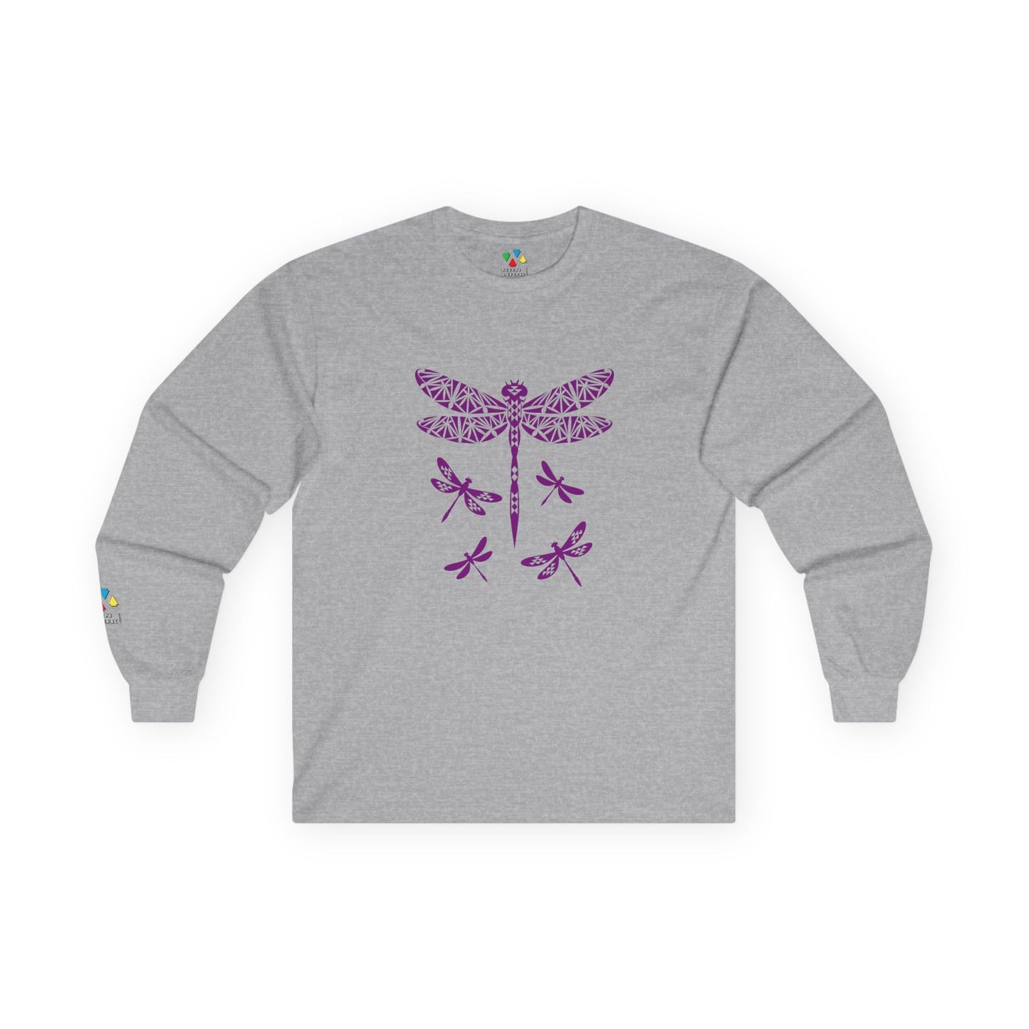 Native Dragonfly in Purple Unisex Long Sleeve Tee