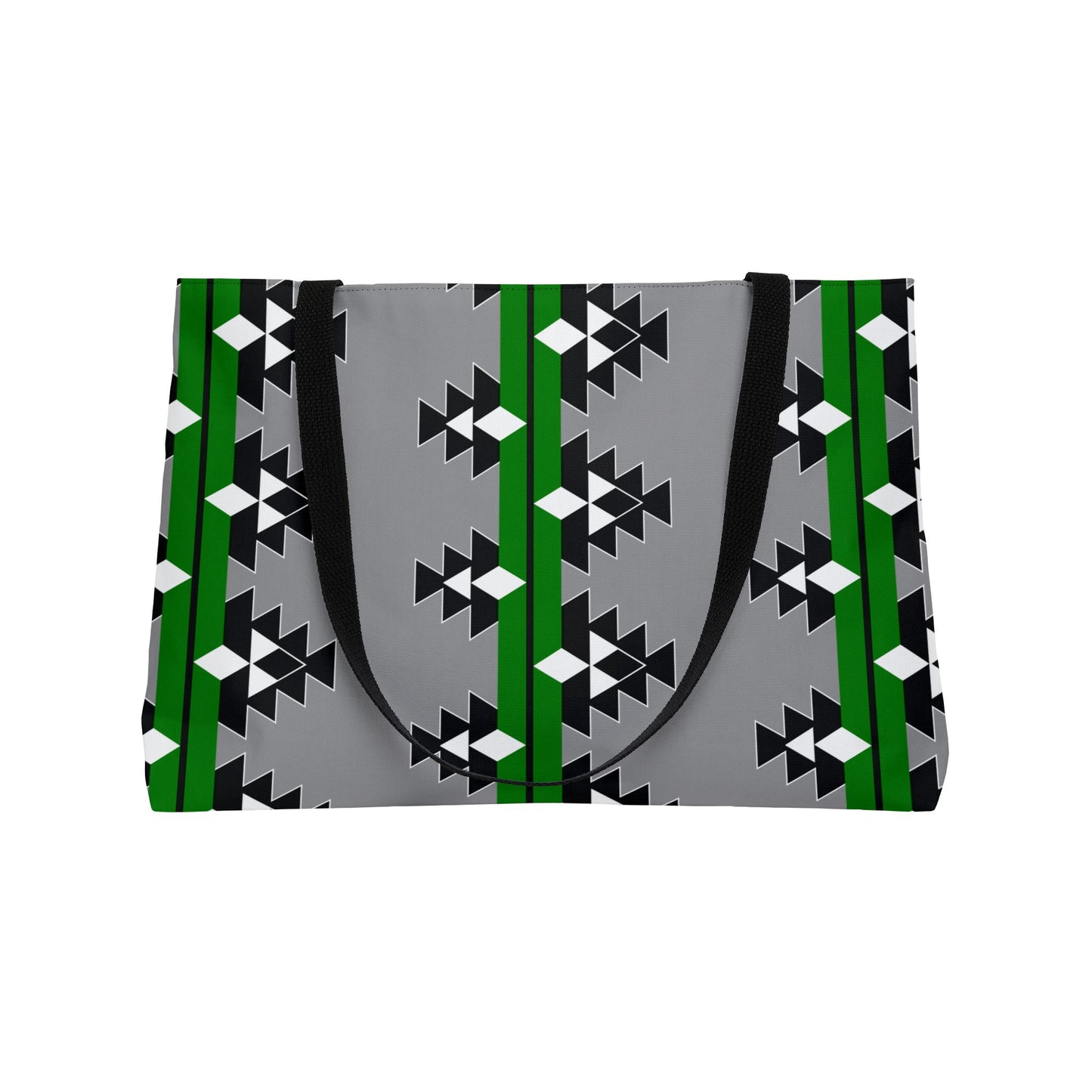 Native Woven Stories in Green Weekender Tote Bag
