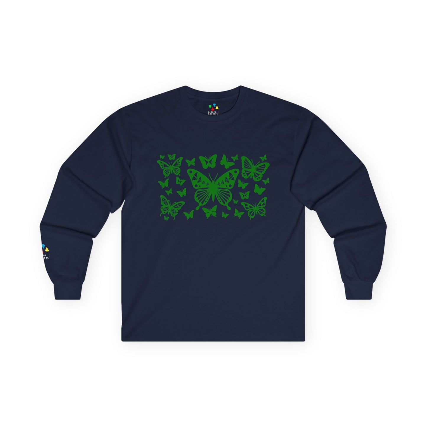 Butterfly Dance in Green Unisex Long Sleeve Tee
