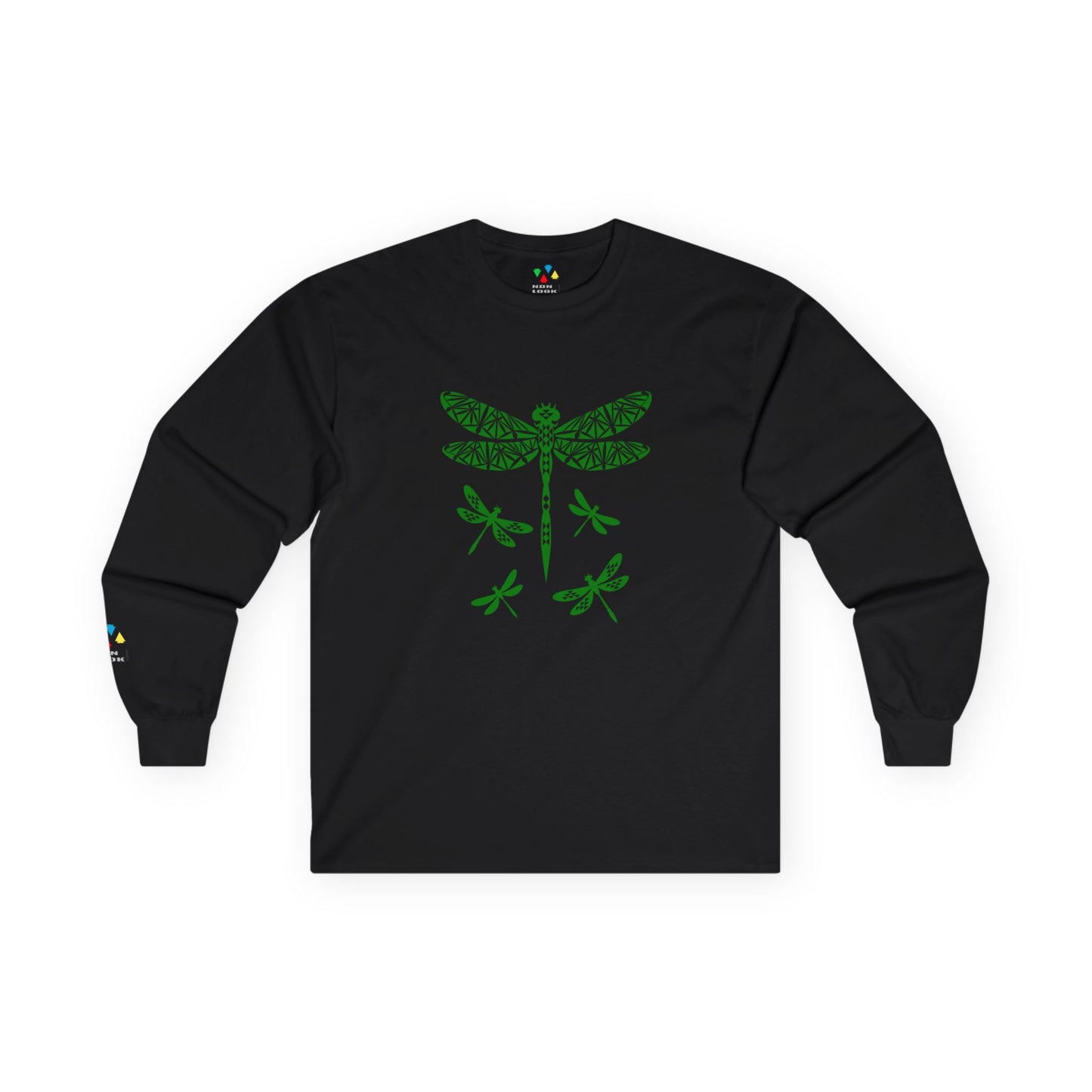 Native Dragonfly in Green Unisex Long Sleeve Tee
