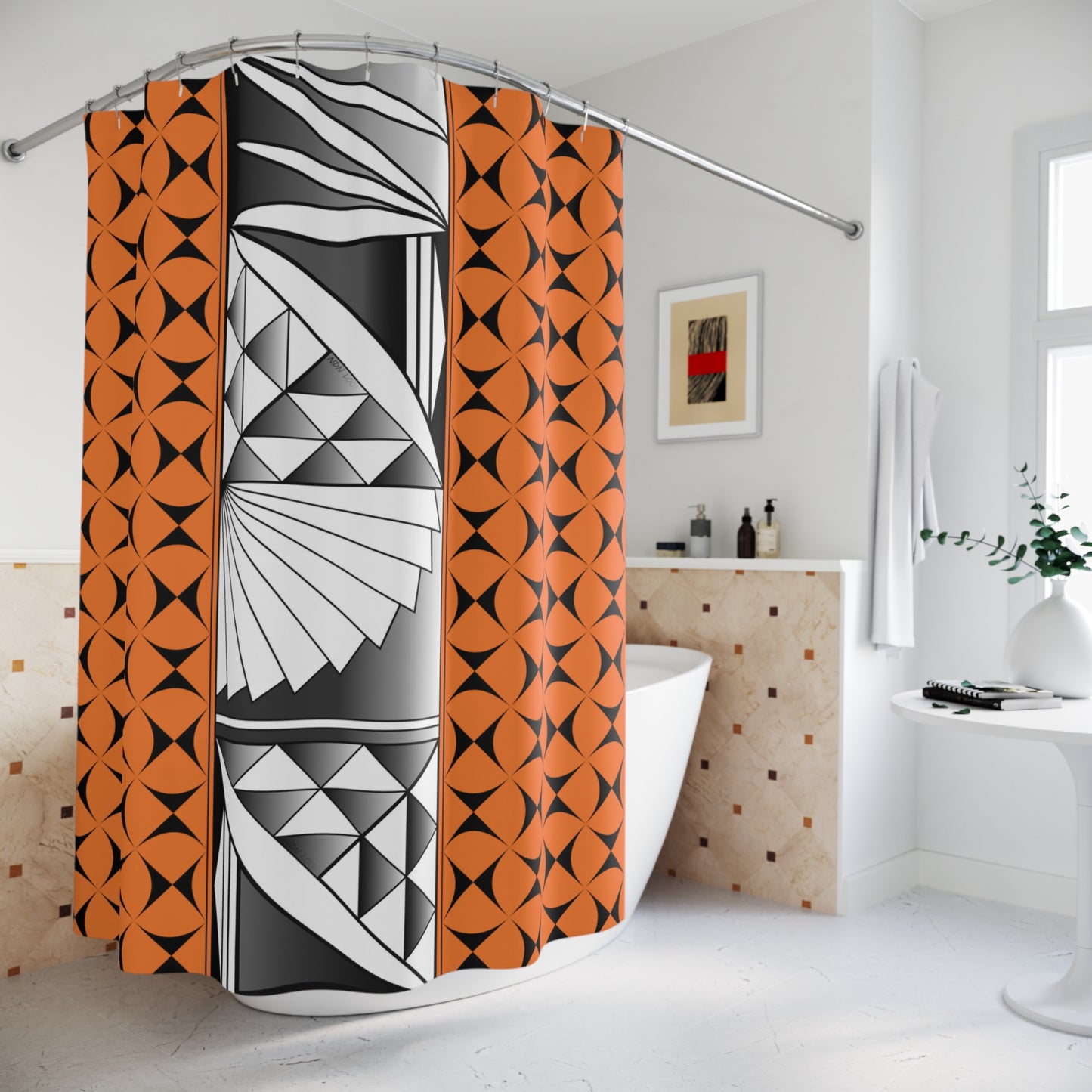 Orange Chrome Native Sunrise Shower Curtains