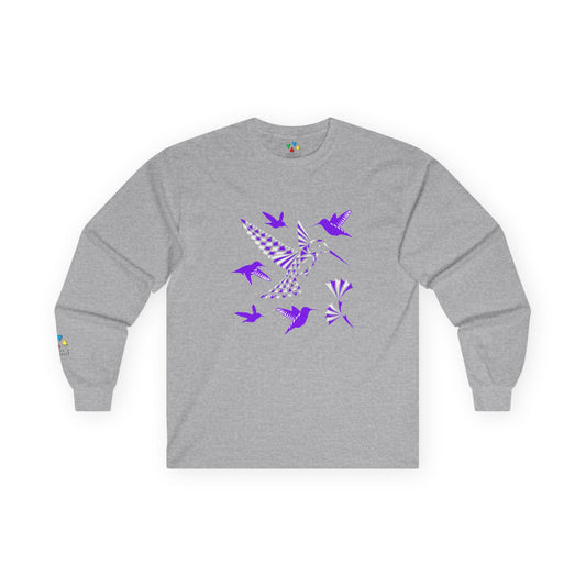 Hummingbird Blessing in Purple Unisex Long Sleeve Tee