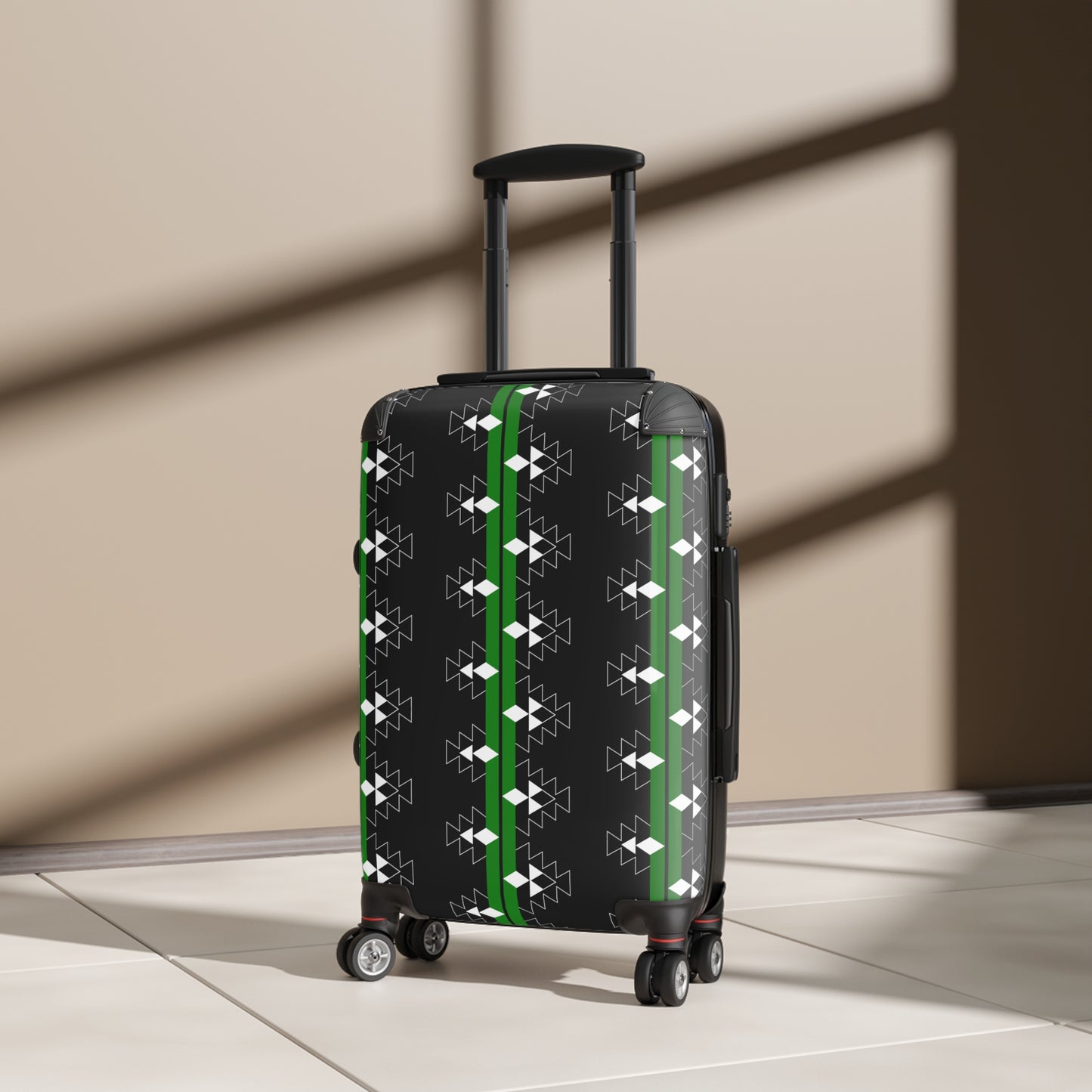 Green Native Woven Stories Suitcases