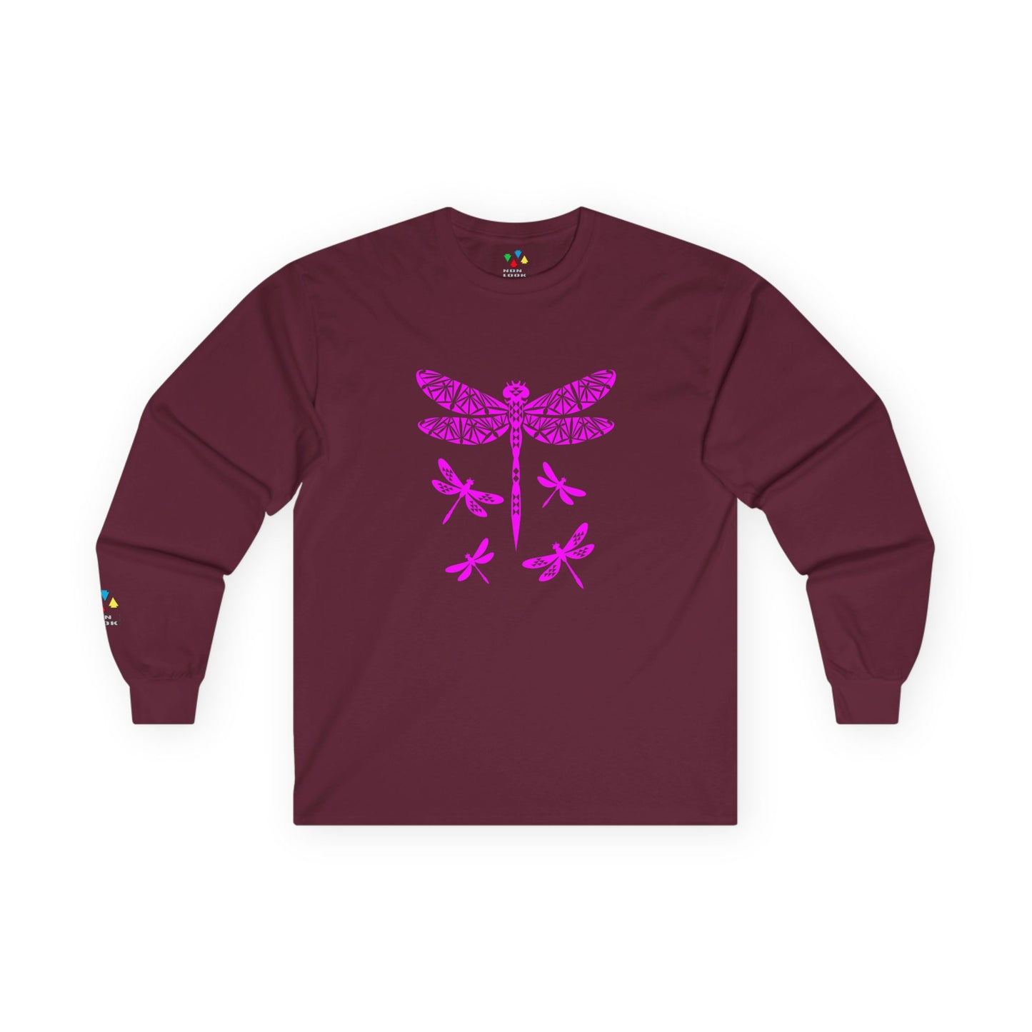 Native Dragonfly in Pink Unisex Long Sleeve Tee