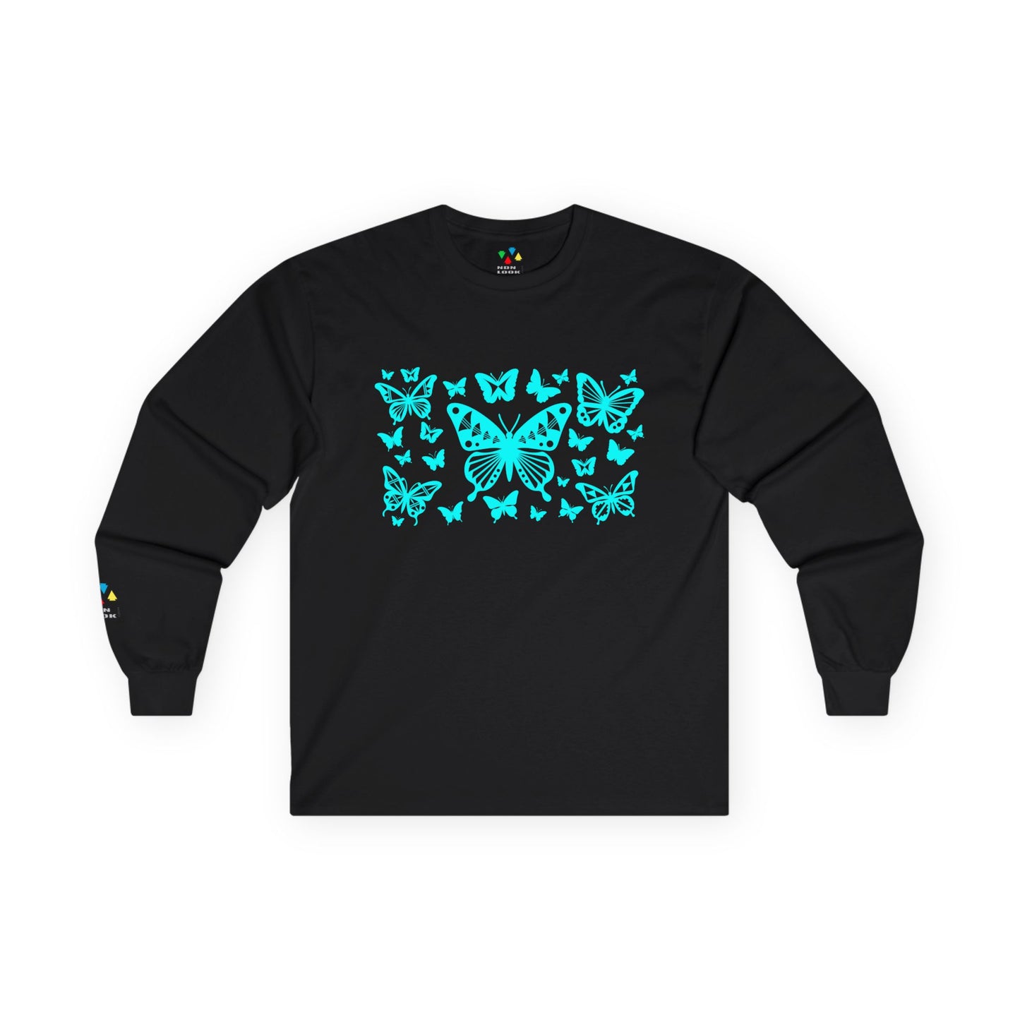 Butterfly Dance in Turquoise Unisex Long Sleeve Tee